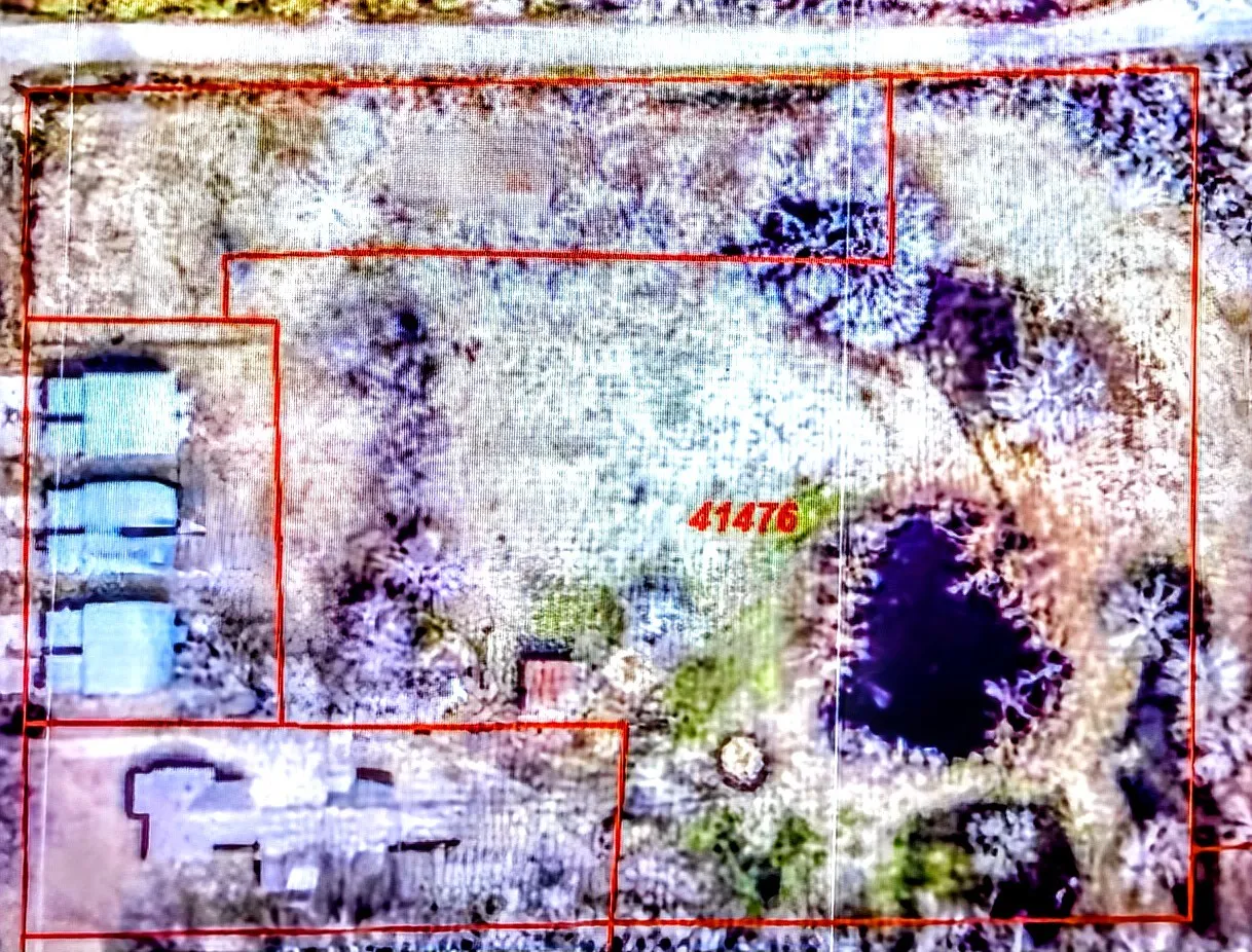 Property Survey. An aerial representation displaying the boundaries and features of the property