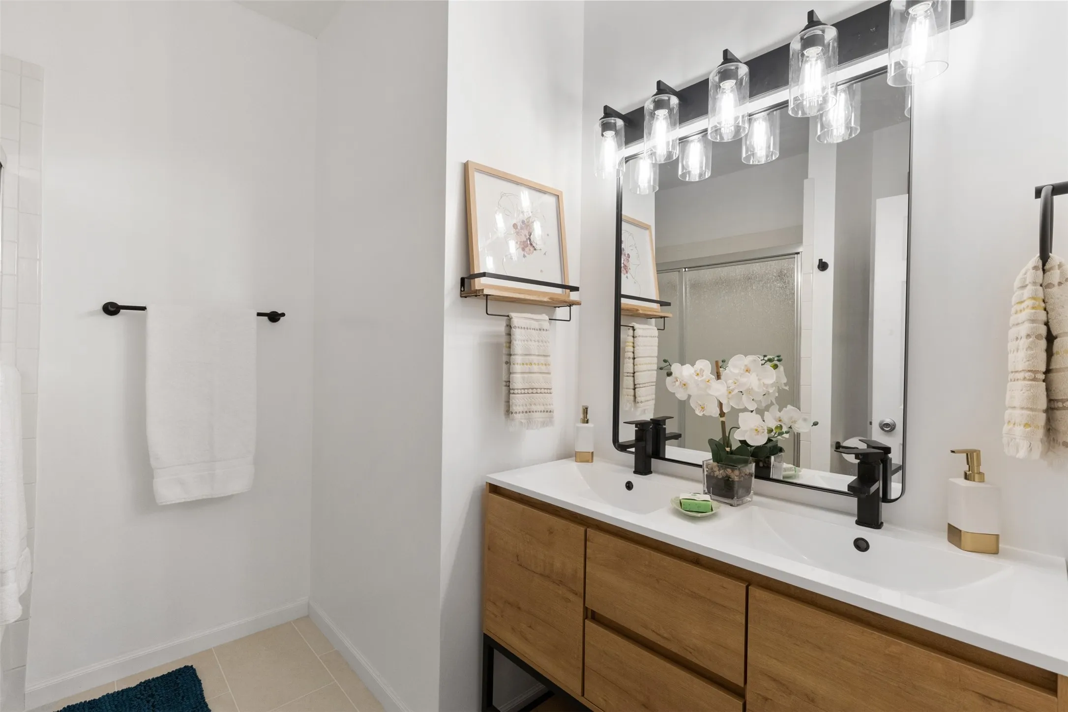 newly installed dual vanity