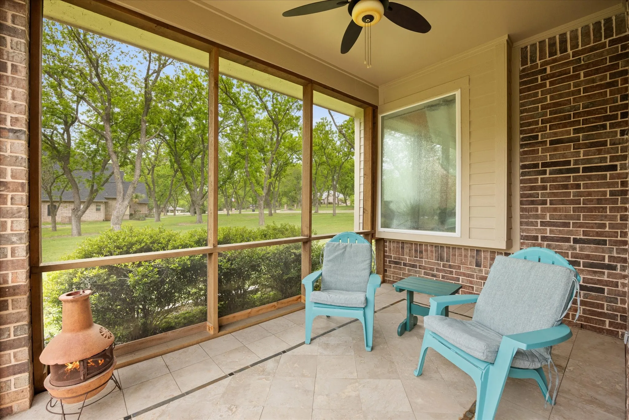 Private screened in patio off of the primary bedroom is the perfect place to enjoy your coffee in the morning and watch the deer run by.