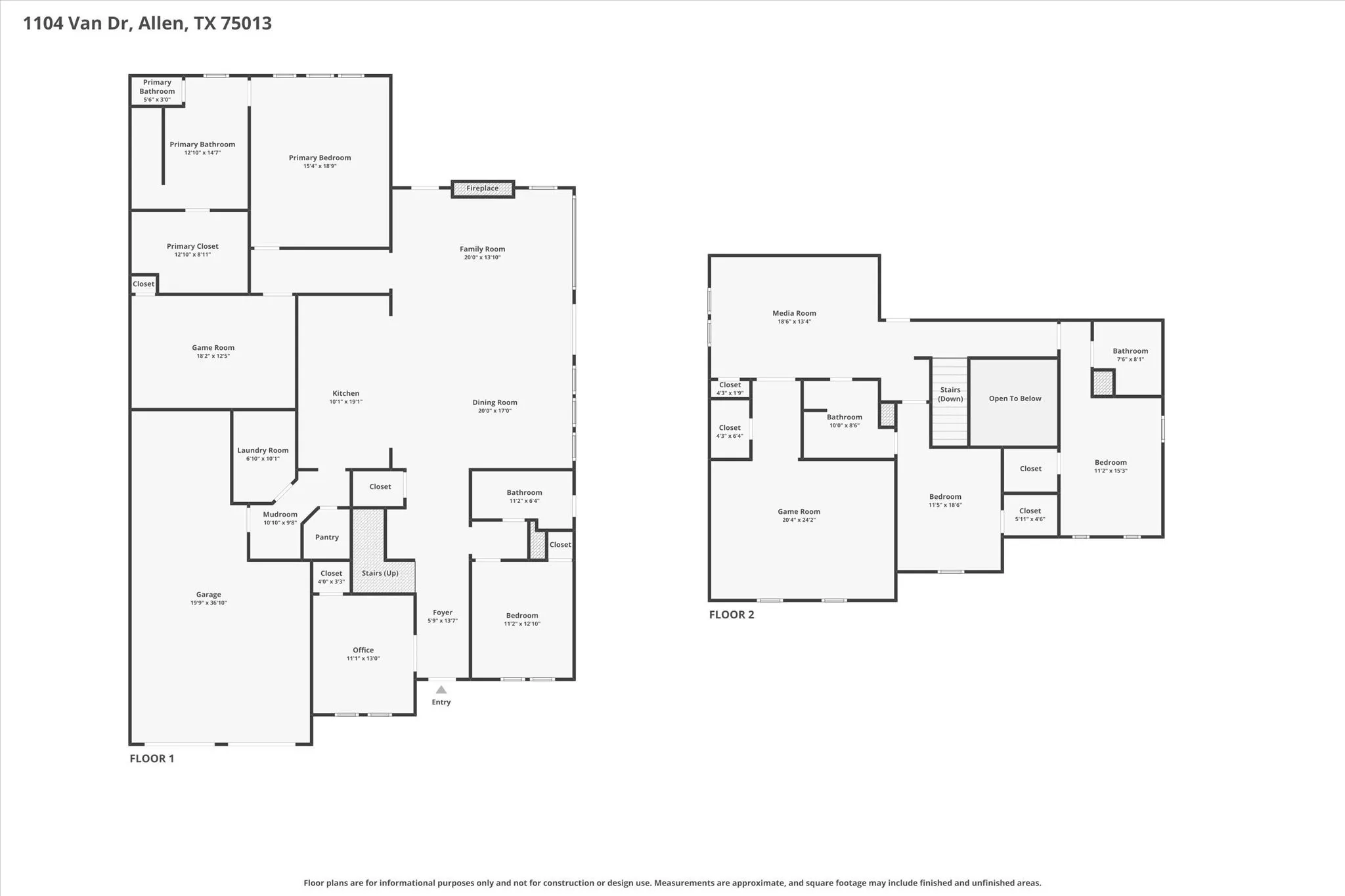 First Floor indicates game room. This is the media room.