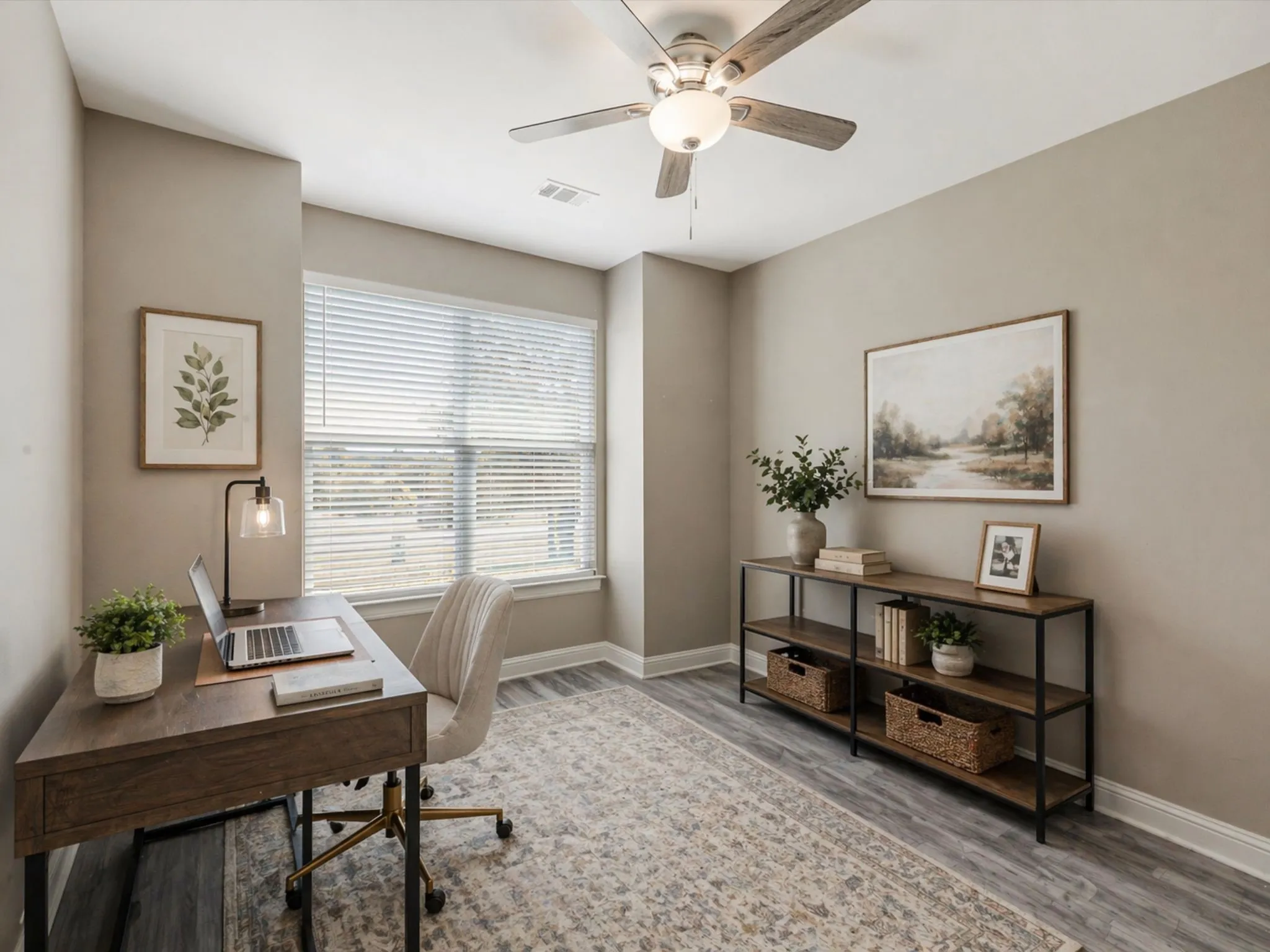 A quiet, light-filled workspace that makes it easy to focus and stay inspired throughout the day. Perfect for working from home or creating a dedicated space for productivity.
