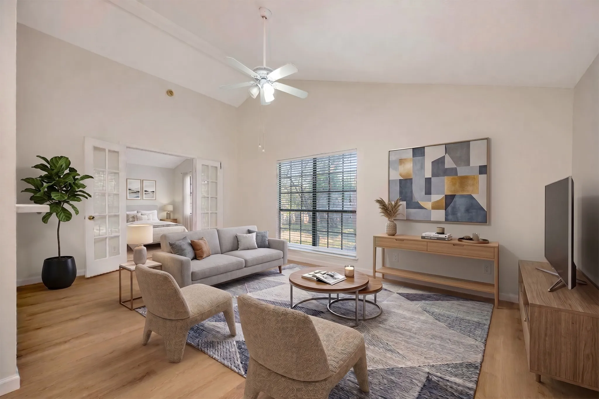 This is a virtually staged photo of the living room.
