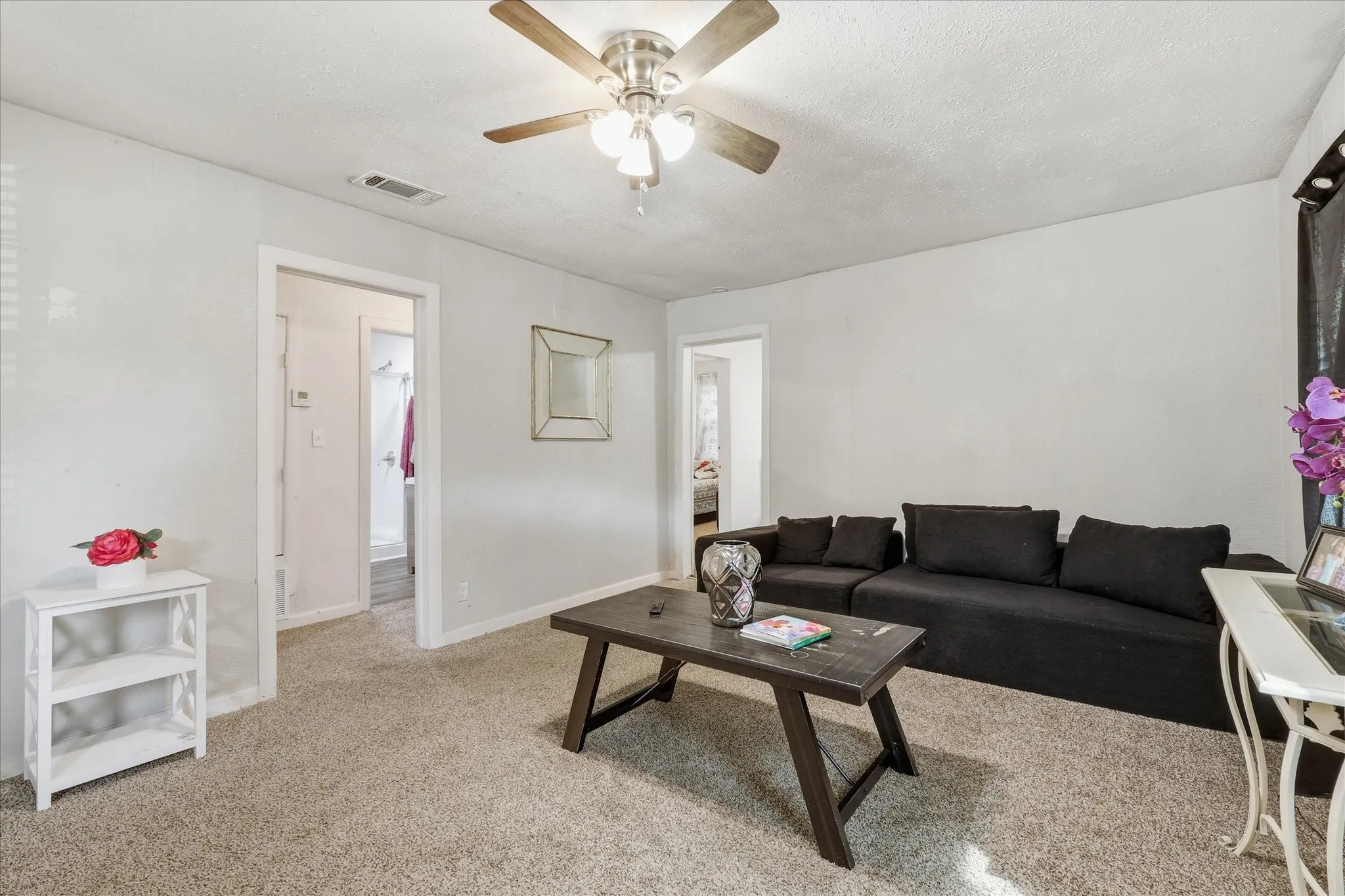 Spacious living room with lots of natural light