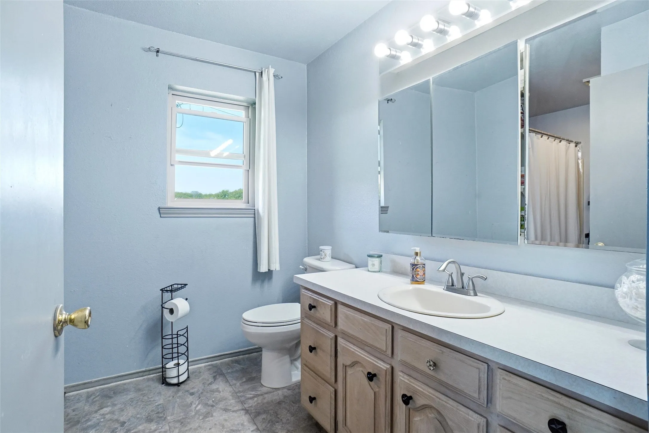 Primary bathroom in house #1 with standup shower.