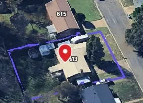 Aerial Property Map. Displaying the property boundary and location marker for the property