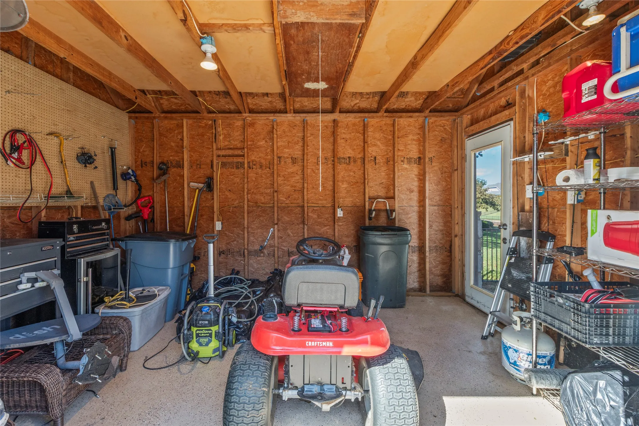 Inside storage building
l