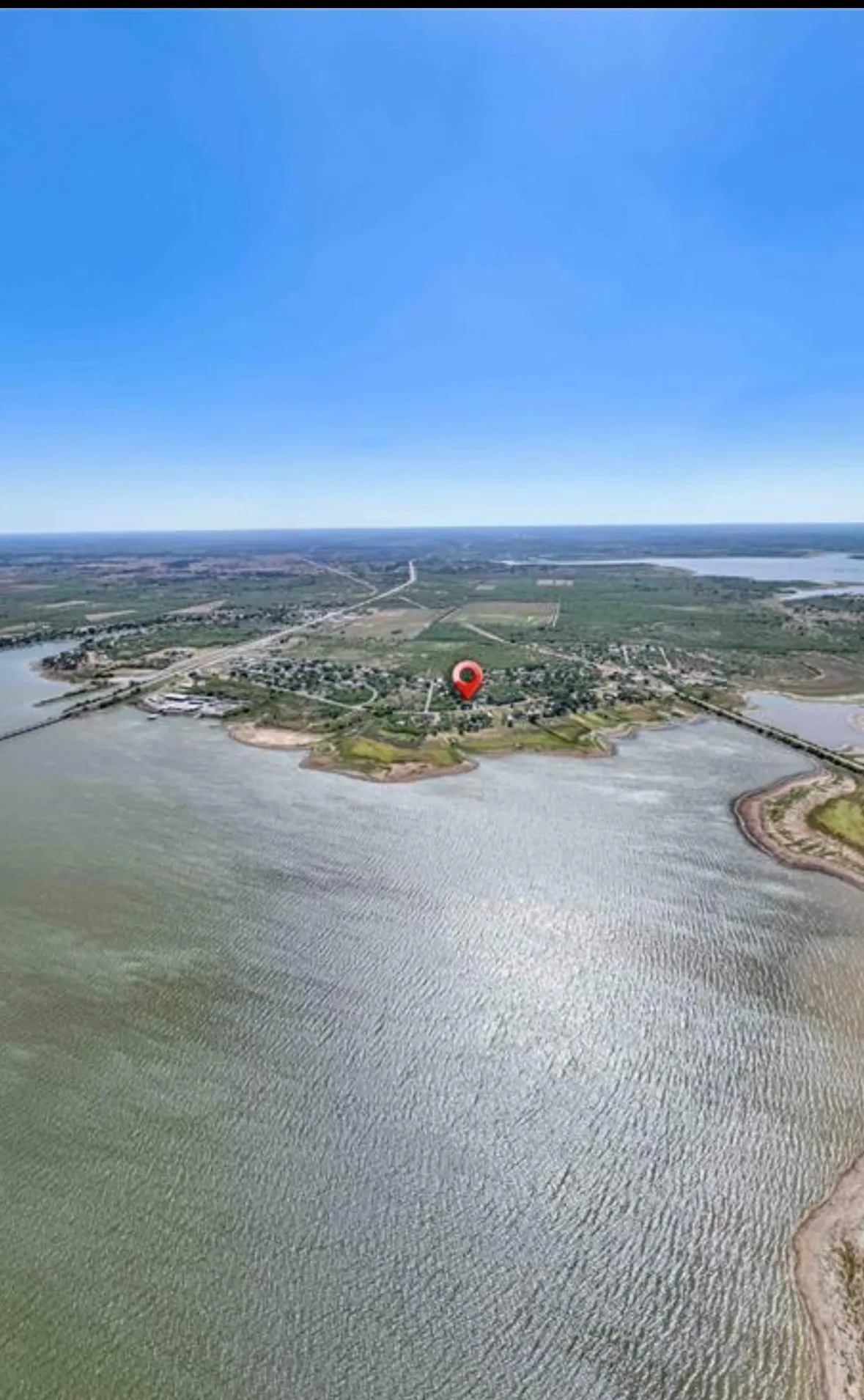 Drone / aerial view of a nearby body of water