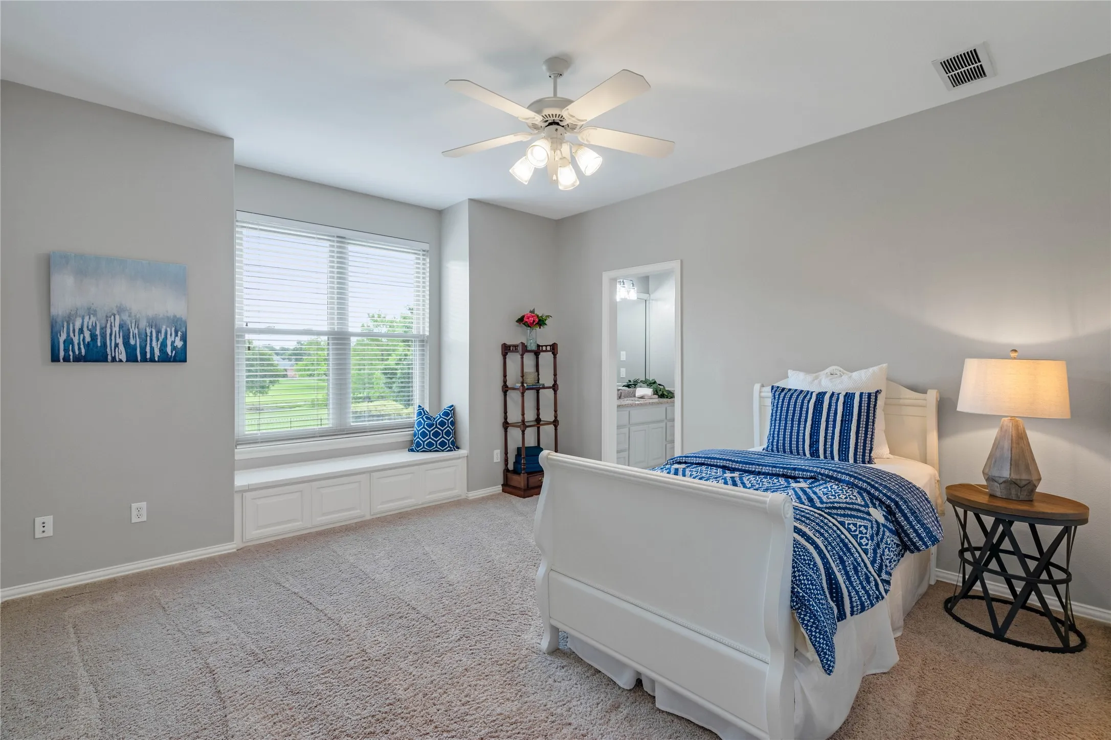 Upstairs bedroom with walk in closet and  updated Jack and Jill Bath.
