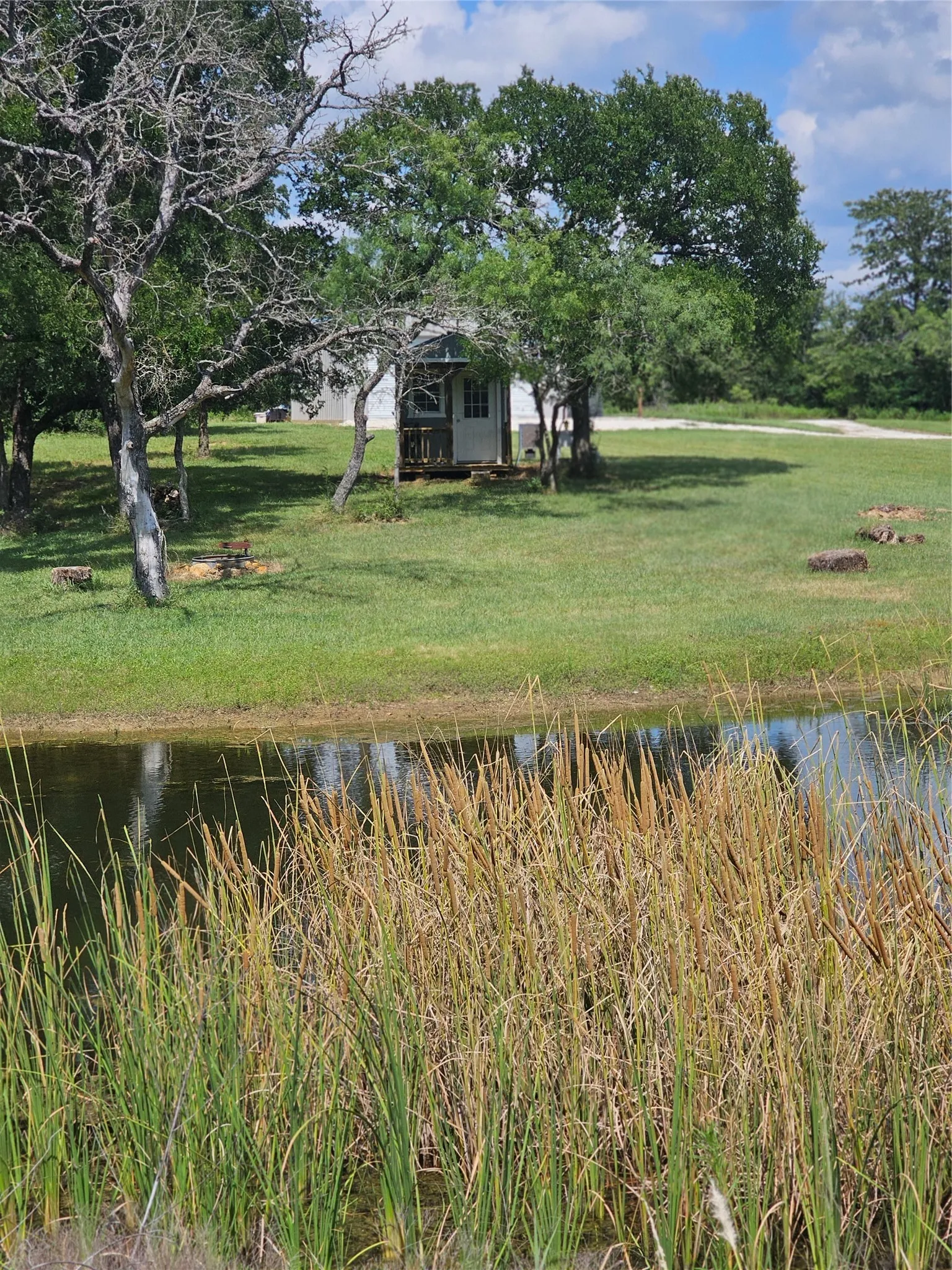 Pond and storage bldg