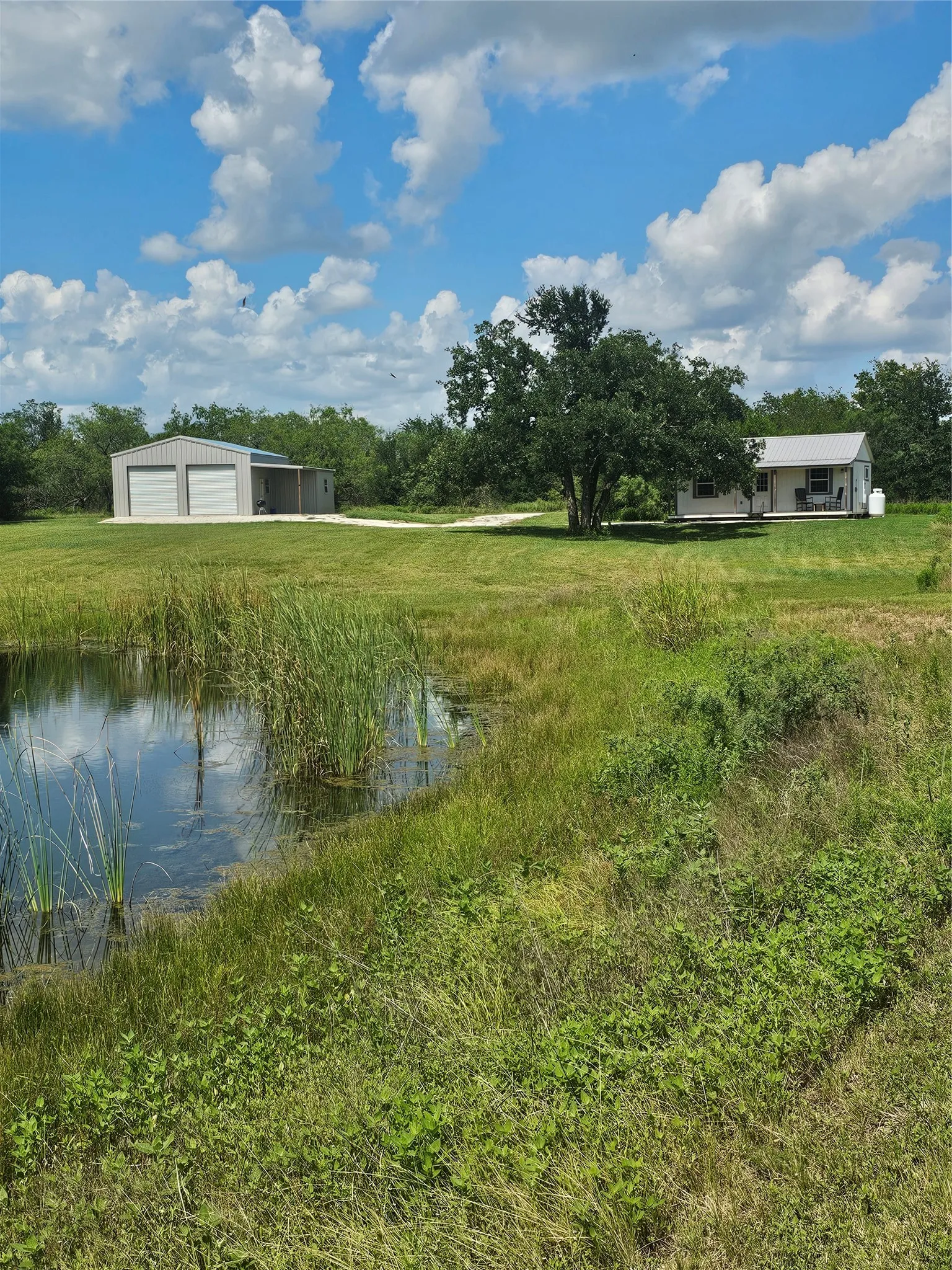 Pond, shop and cabin