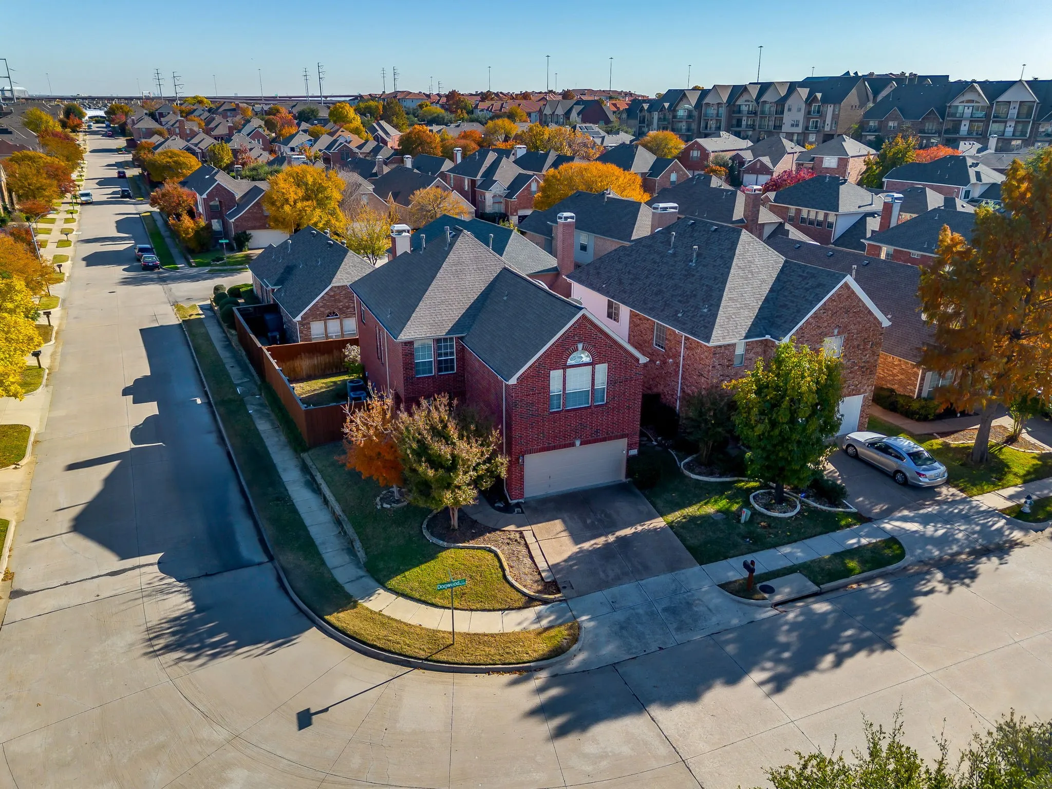 Aerial view of residential area