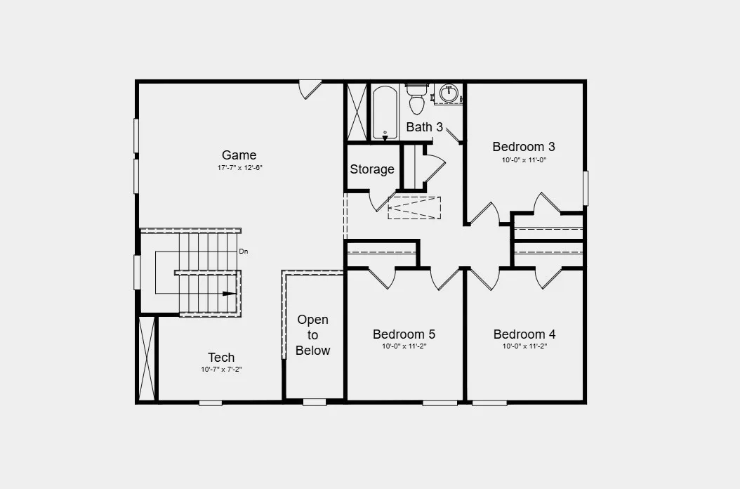 Second Floor Plan - Additional Highlights Include: washer, dryer, refrigerator, gas drop at outdoor living for future grill, gourmet kitchen, whole house window blinds
