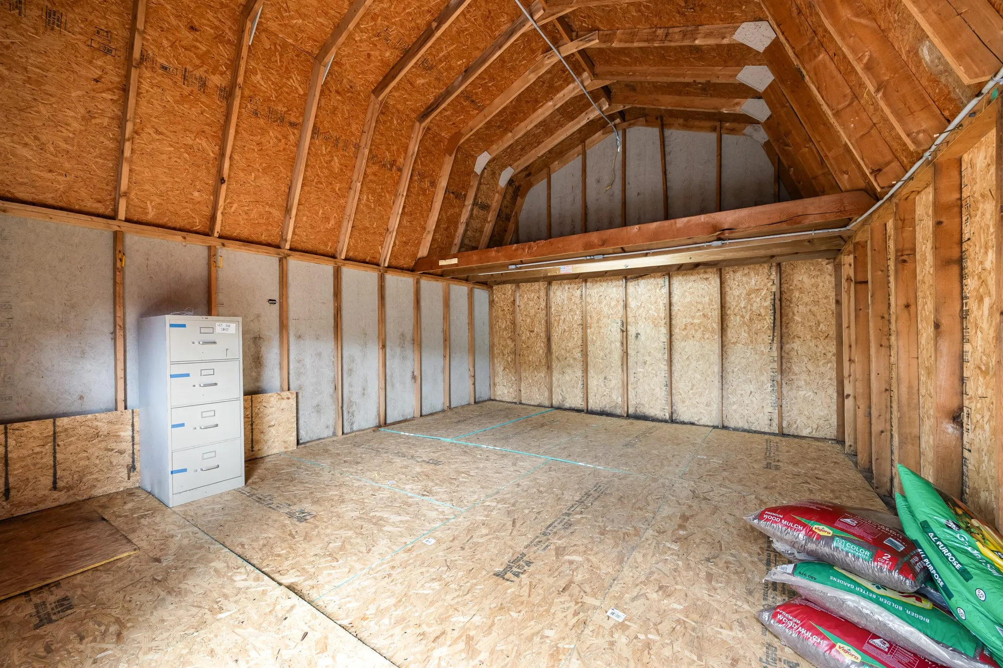 16X20 workshop with electric. Plenty of room for upper storage.