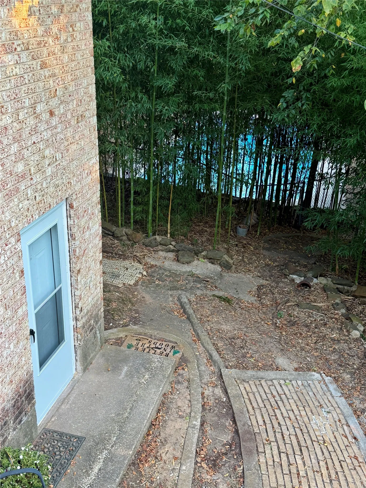 View from upper deck to bonus room entry and pool!