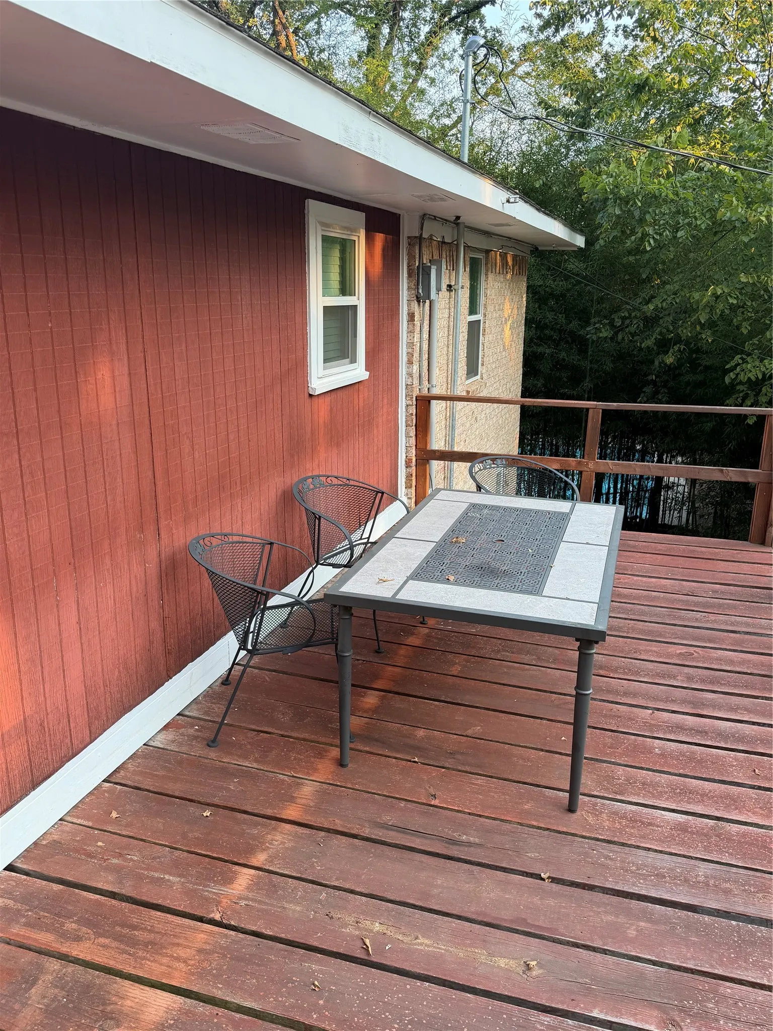 Upper deck with newly framed door and painted deck!