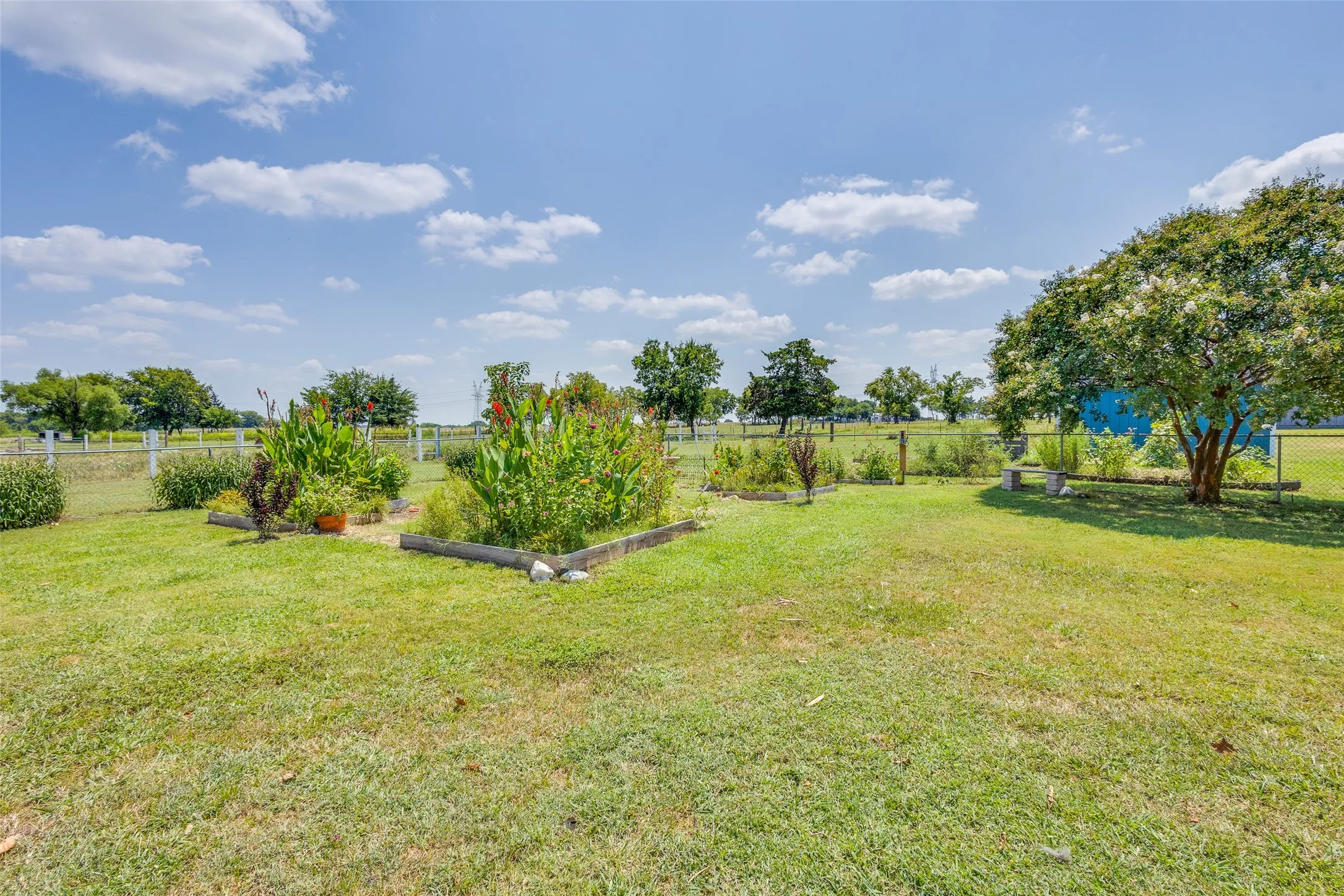 Beautiful garden and flower beds