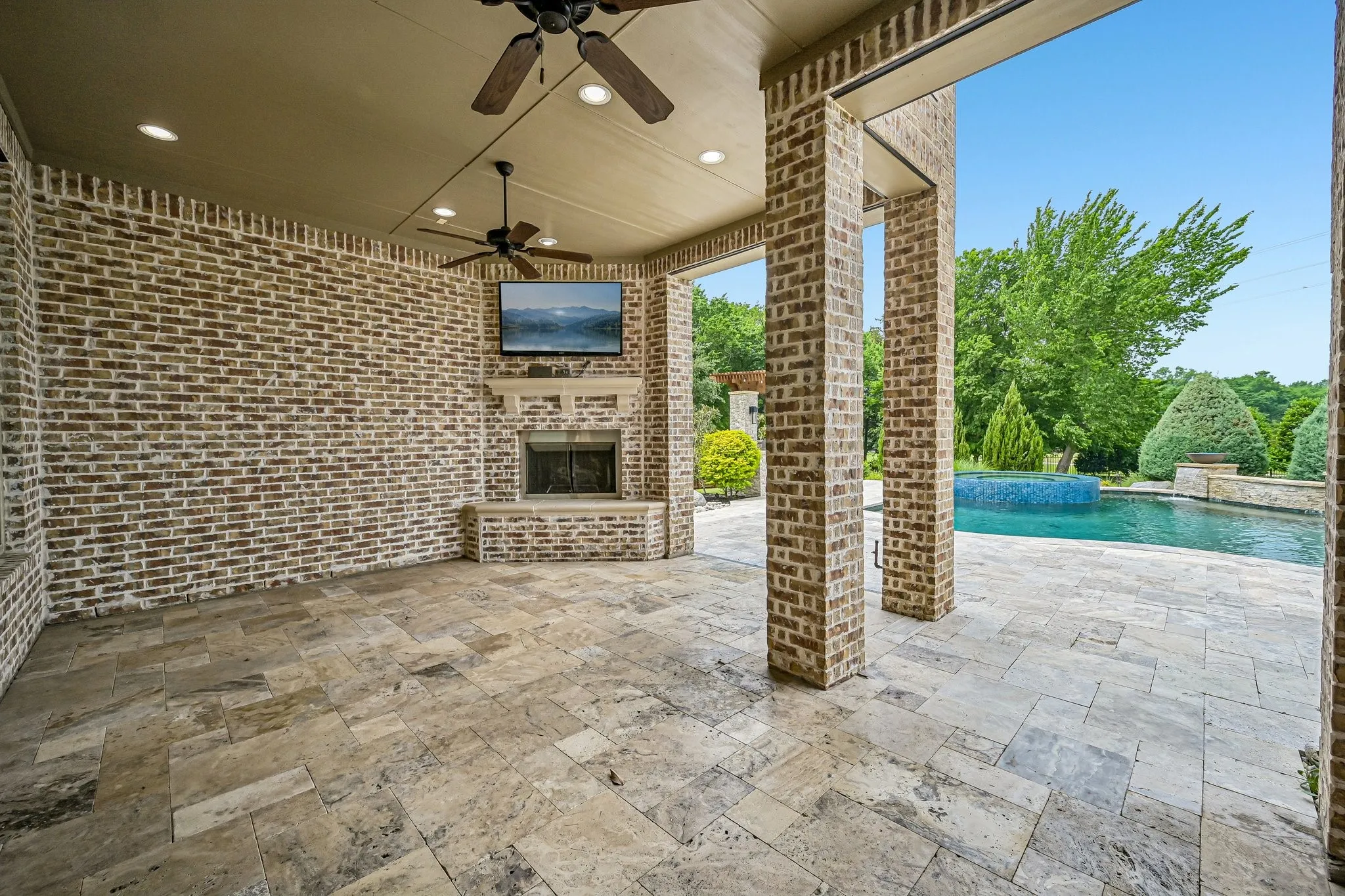 Covered Patio with Outdoor Fireplace
