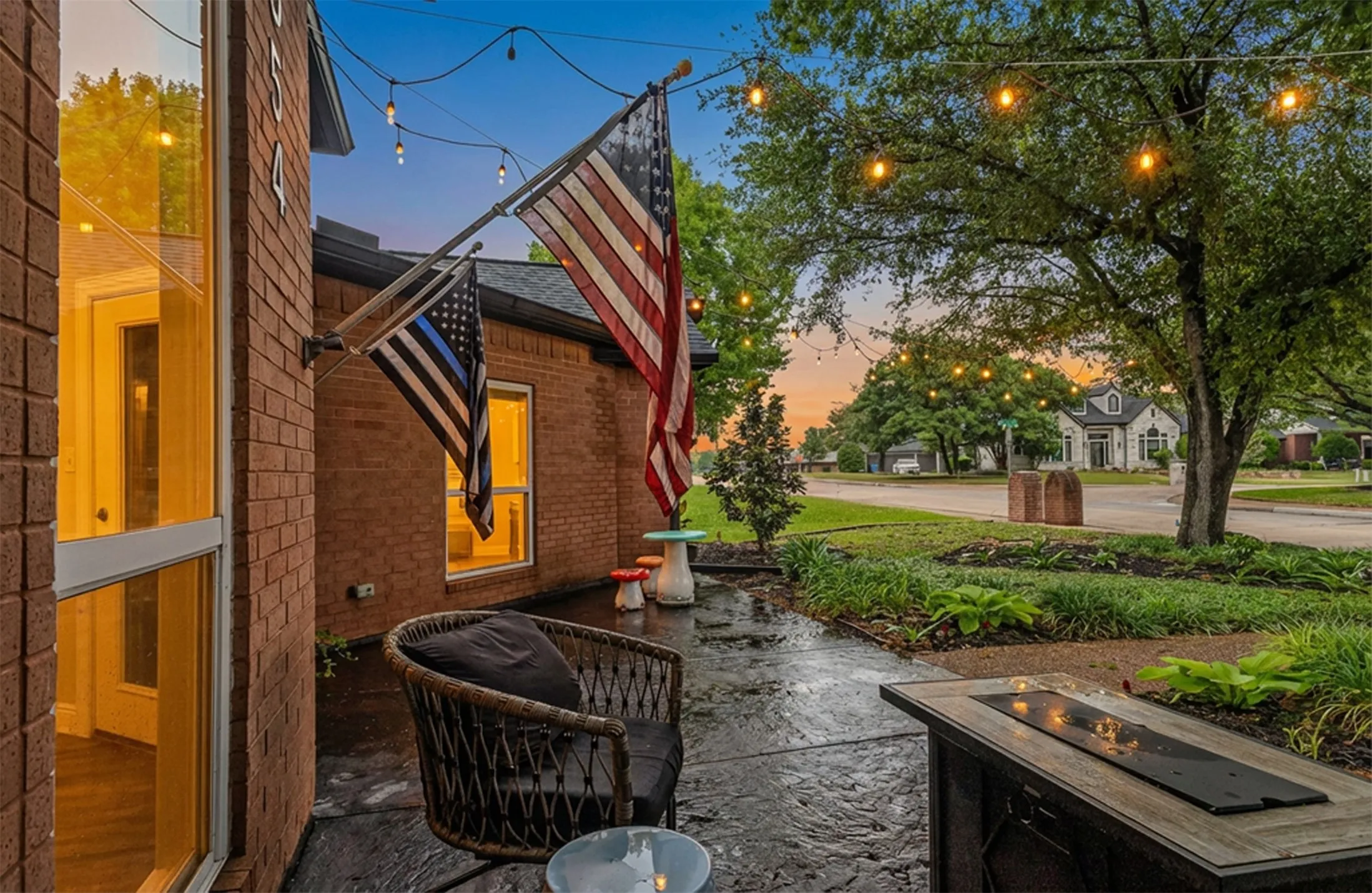Great front porch at twilight