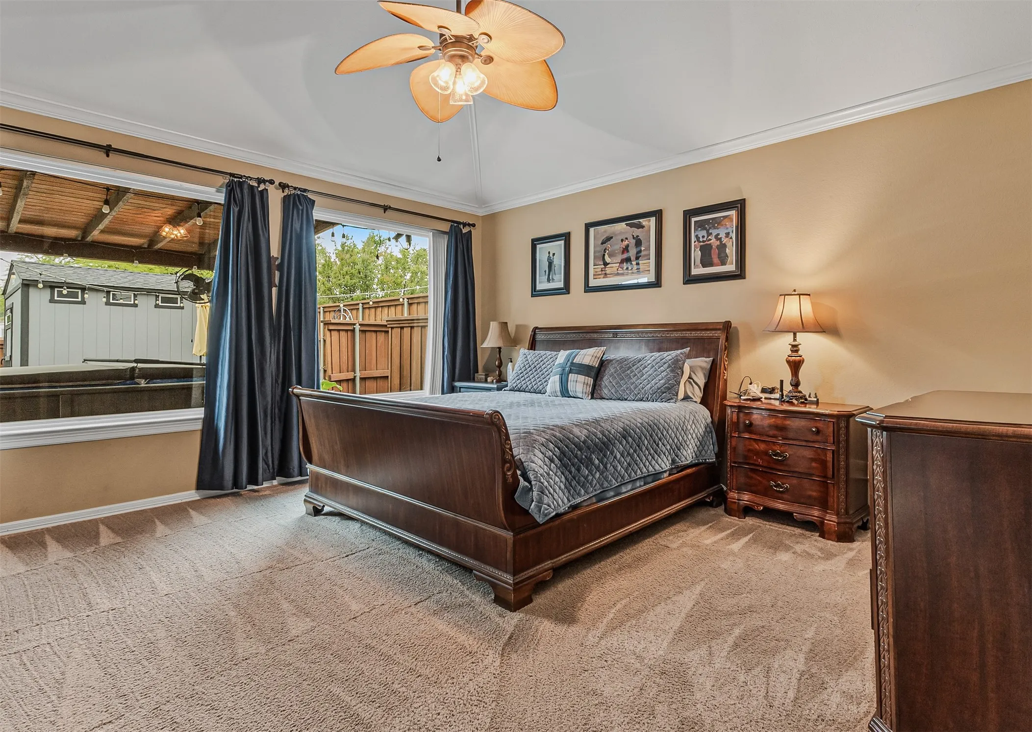Oversized primary suite overlooking back yard