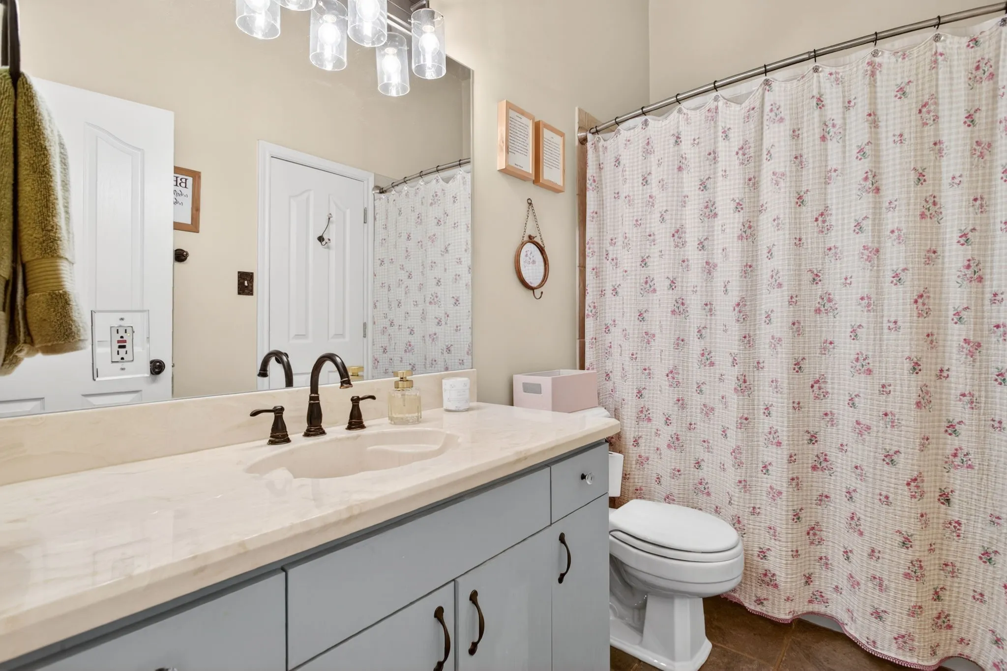 Fabulous hall bath with a big vanity and a wall of built-in storage just outside this room.