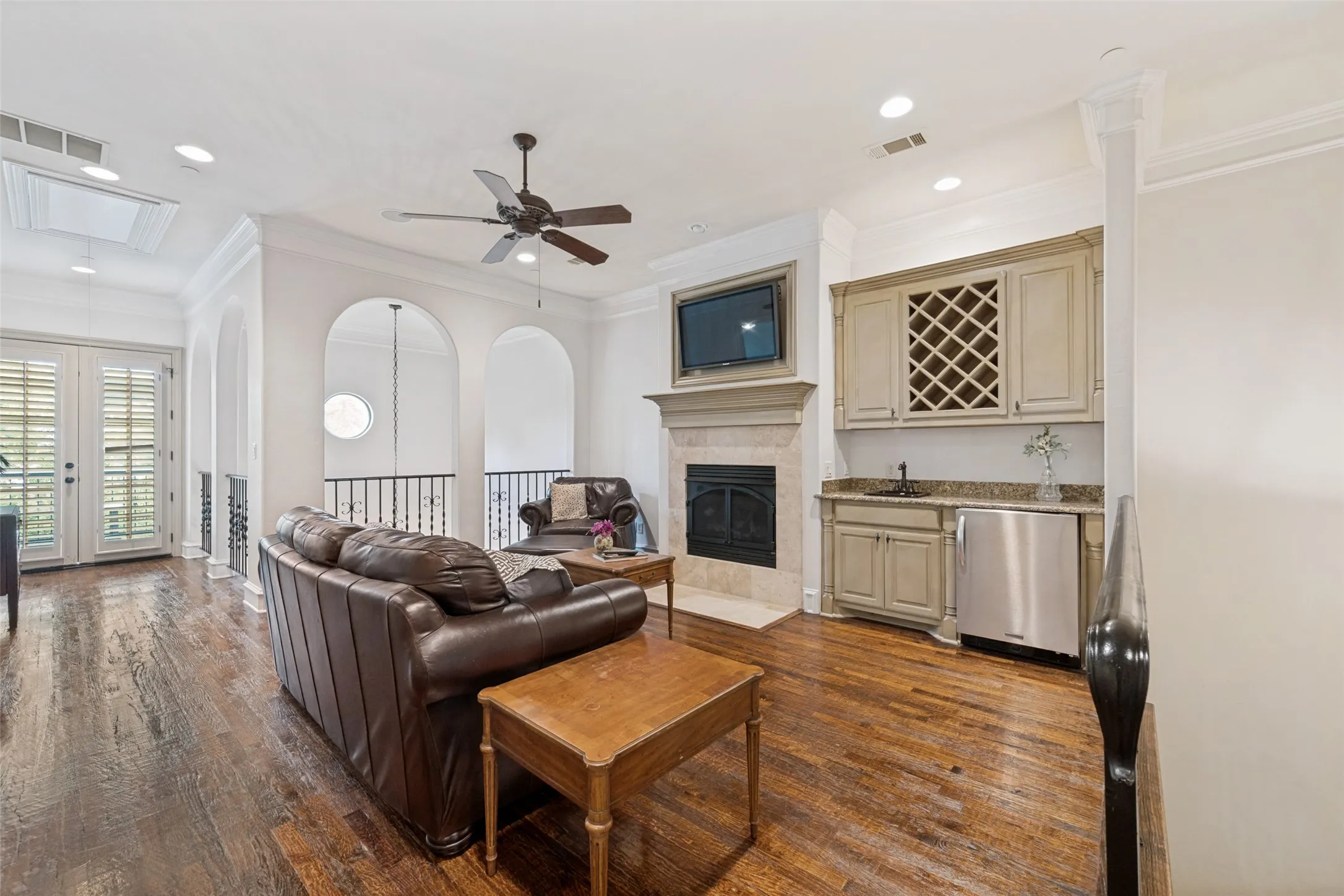 Second Floor Living Room with Fireplace and Wet Bar