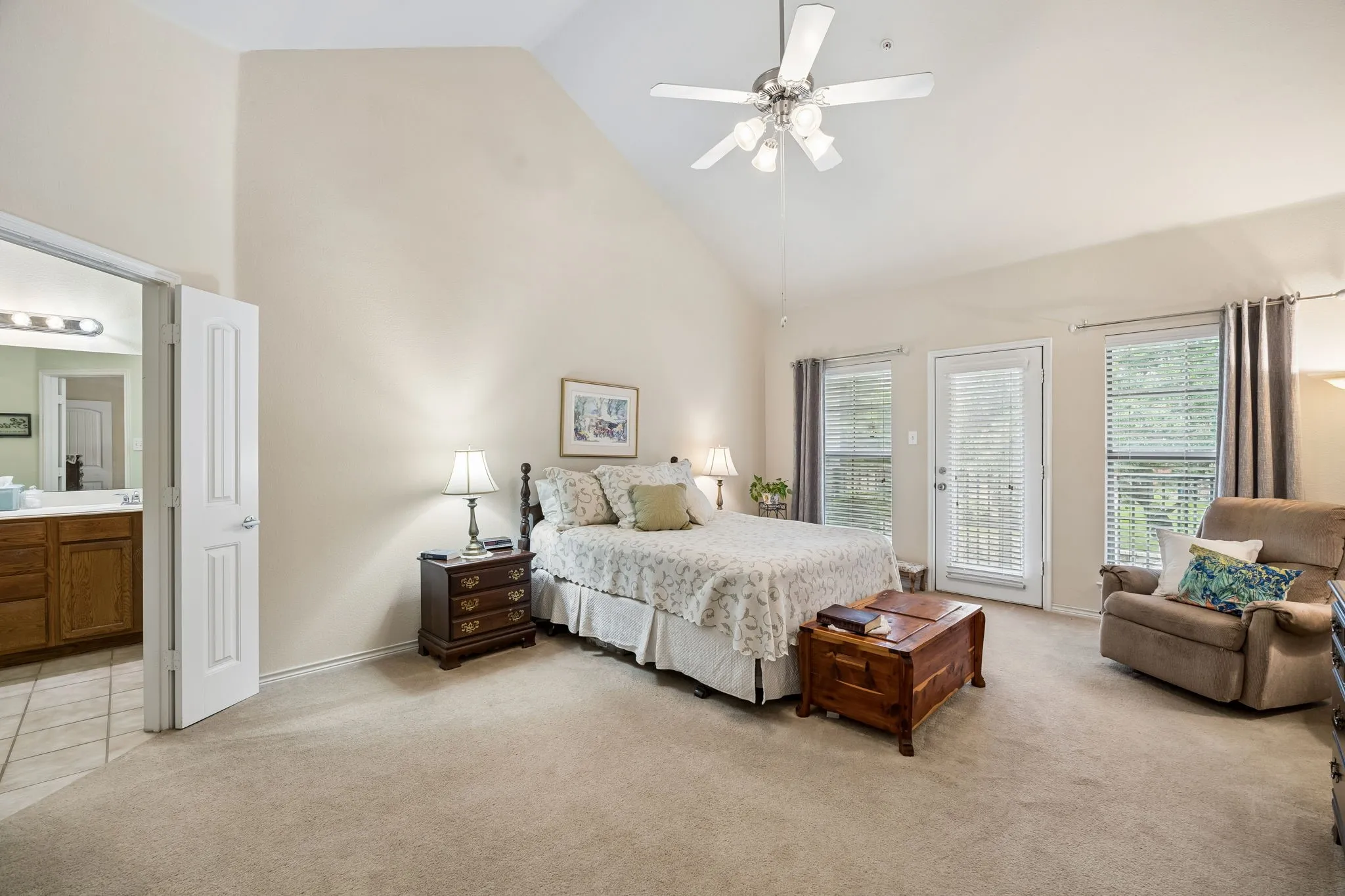 And now, the spacious Primary Suite!  This bedroom has room for a cozy sitting area, too!
