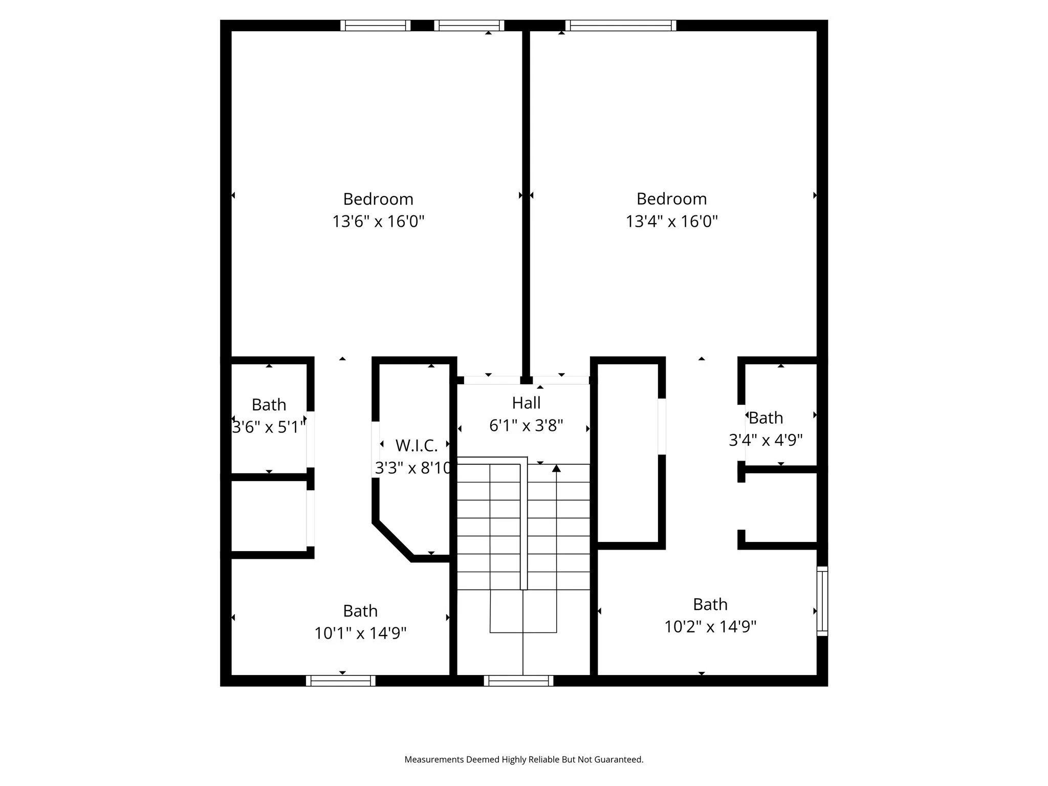 Second floorplan. Two large ensuite bedrooms are located upstairs.