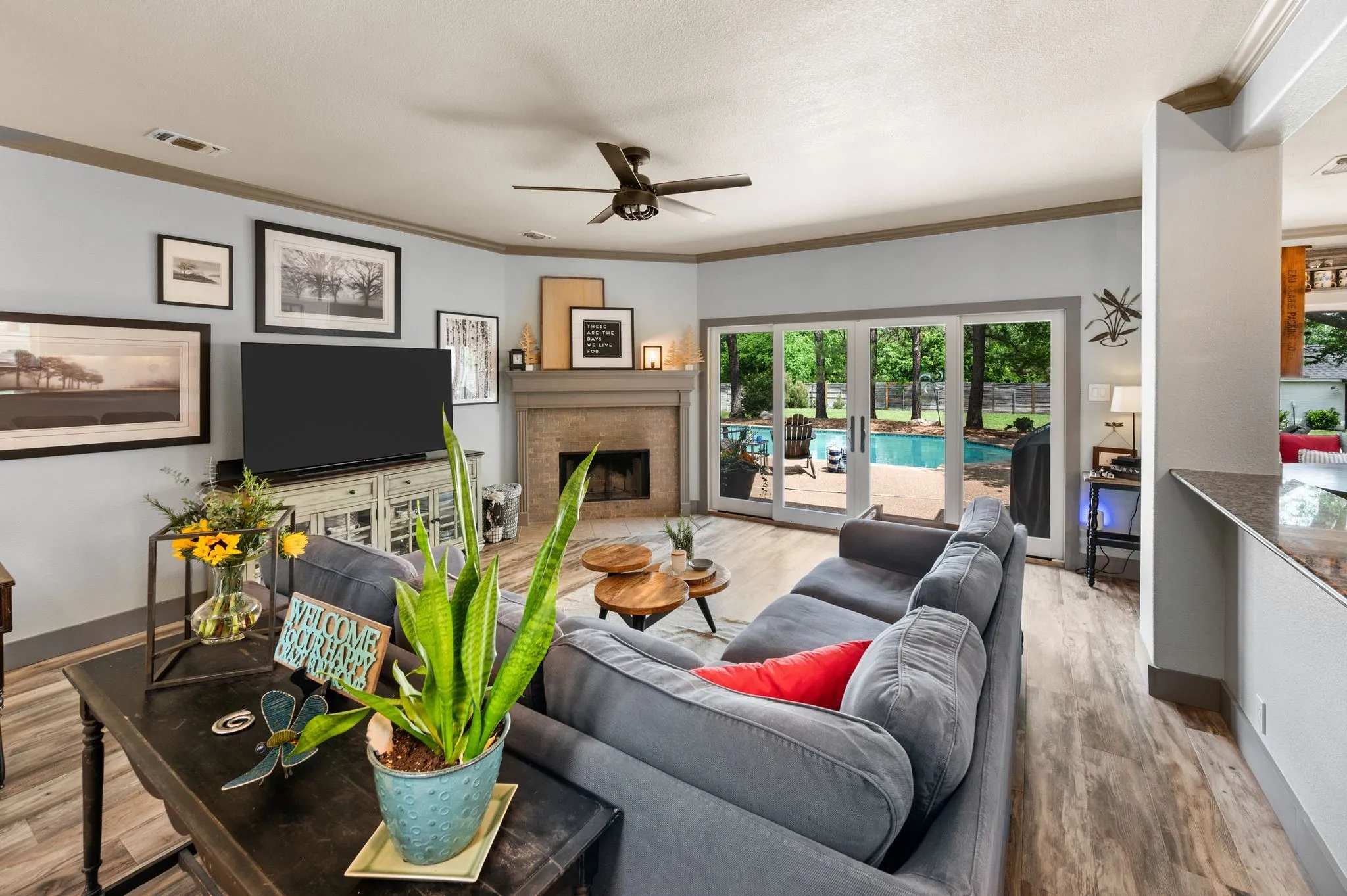 Furnished photo of family room