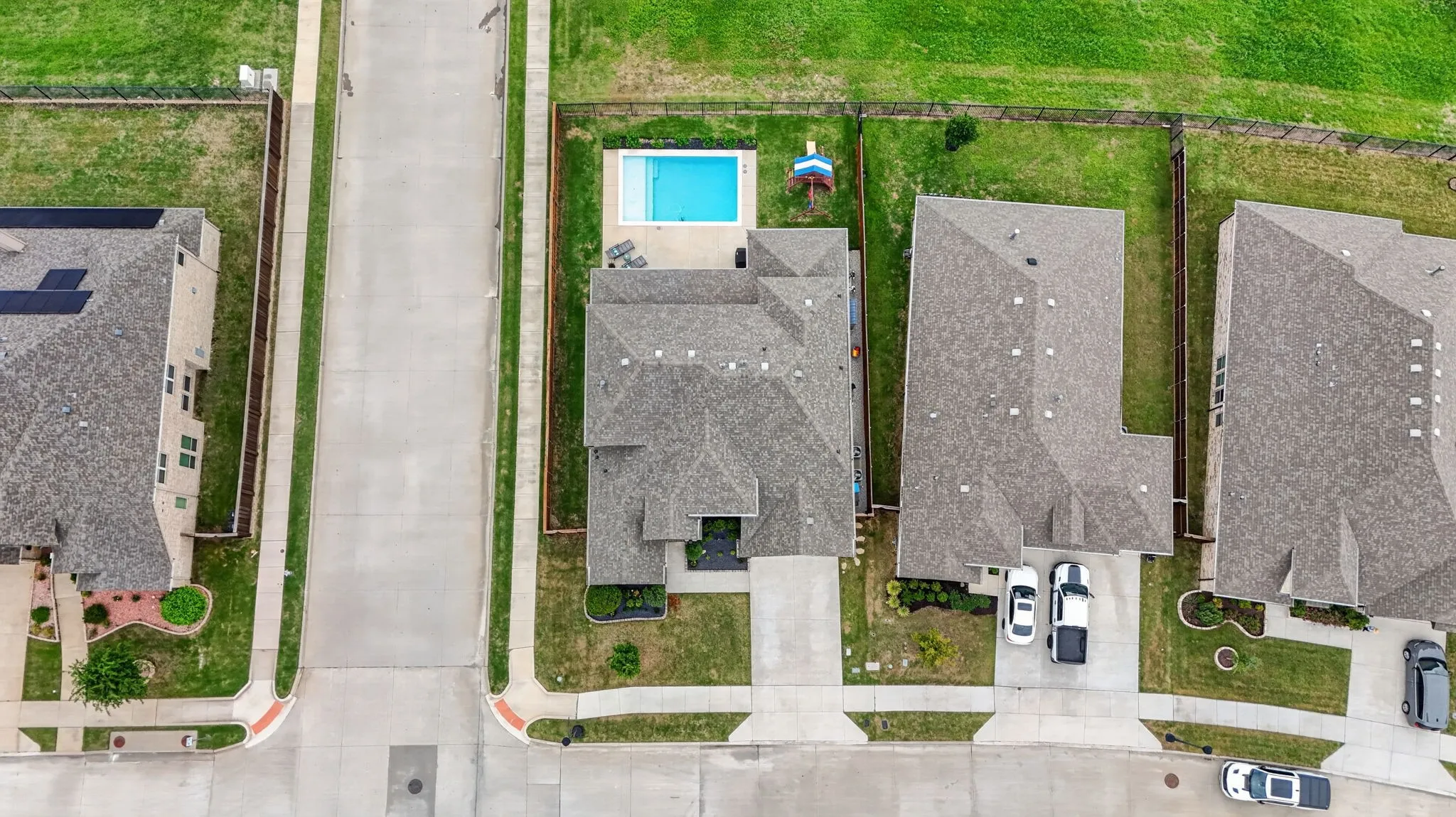 Corner lot, on a green belt, pool, shed, and 3 car TANDEM garage