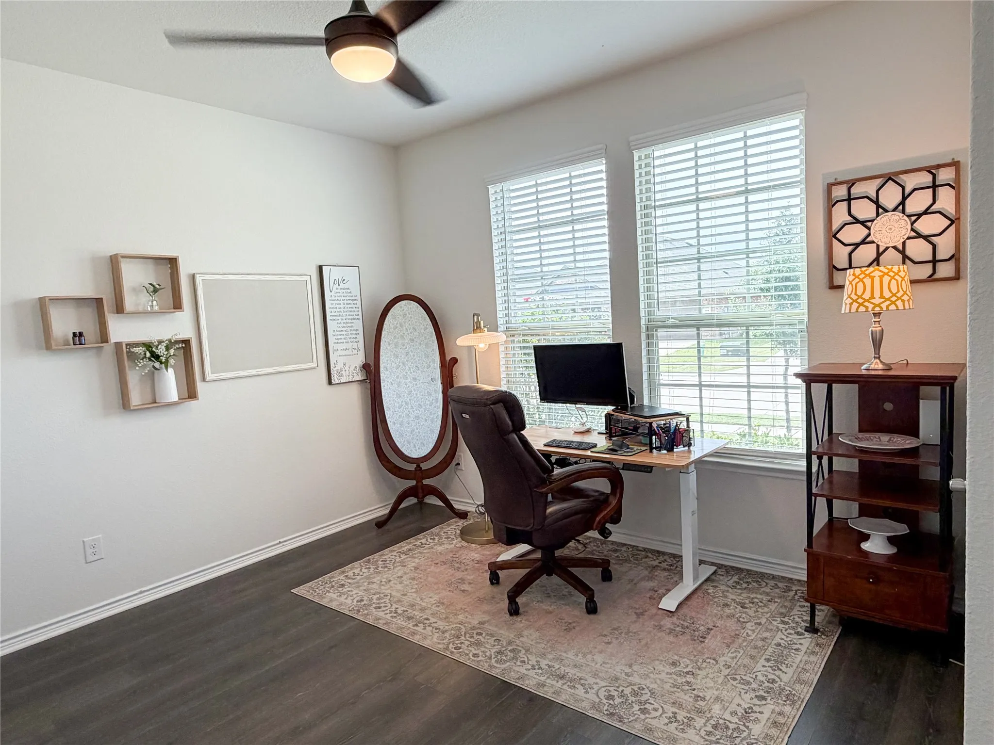 In Addition to Primary Bedroom, Three Secondary Bedrooms on the First Floor Provide Flexibility to Suite Your Lifestyle. Whether You Need Space for Children, a Dedicated Home Office, A Guest Room, Or Even a Personal Workout Area, This Home Has You Covered. Second of Four Bedrooms, Currently Used as an Office.