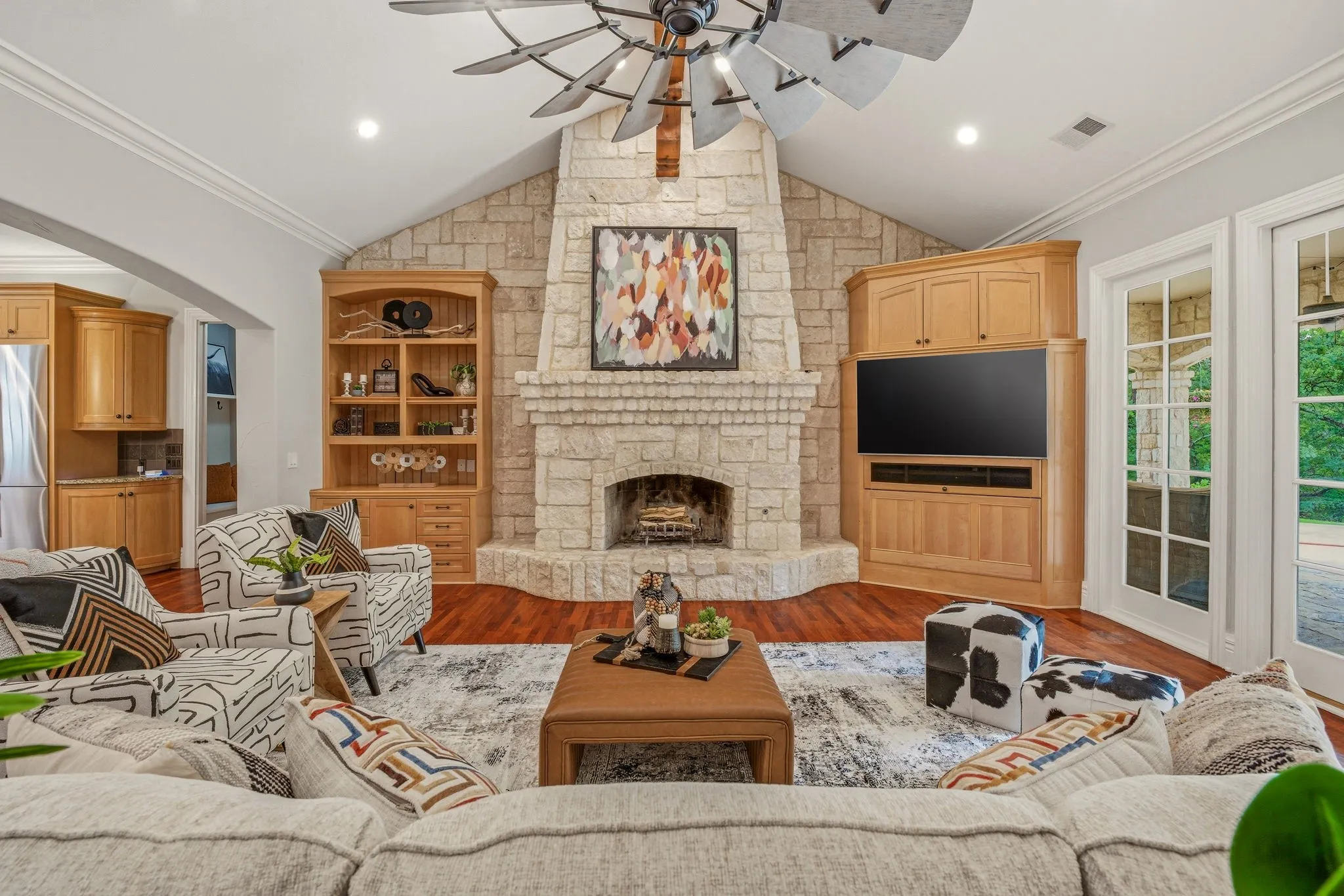 Living Room and wood burning fire place