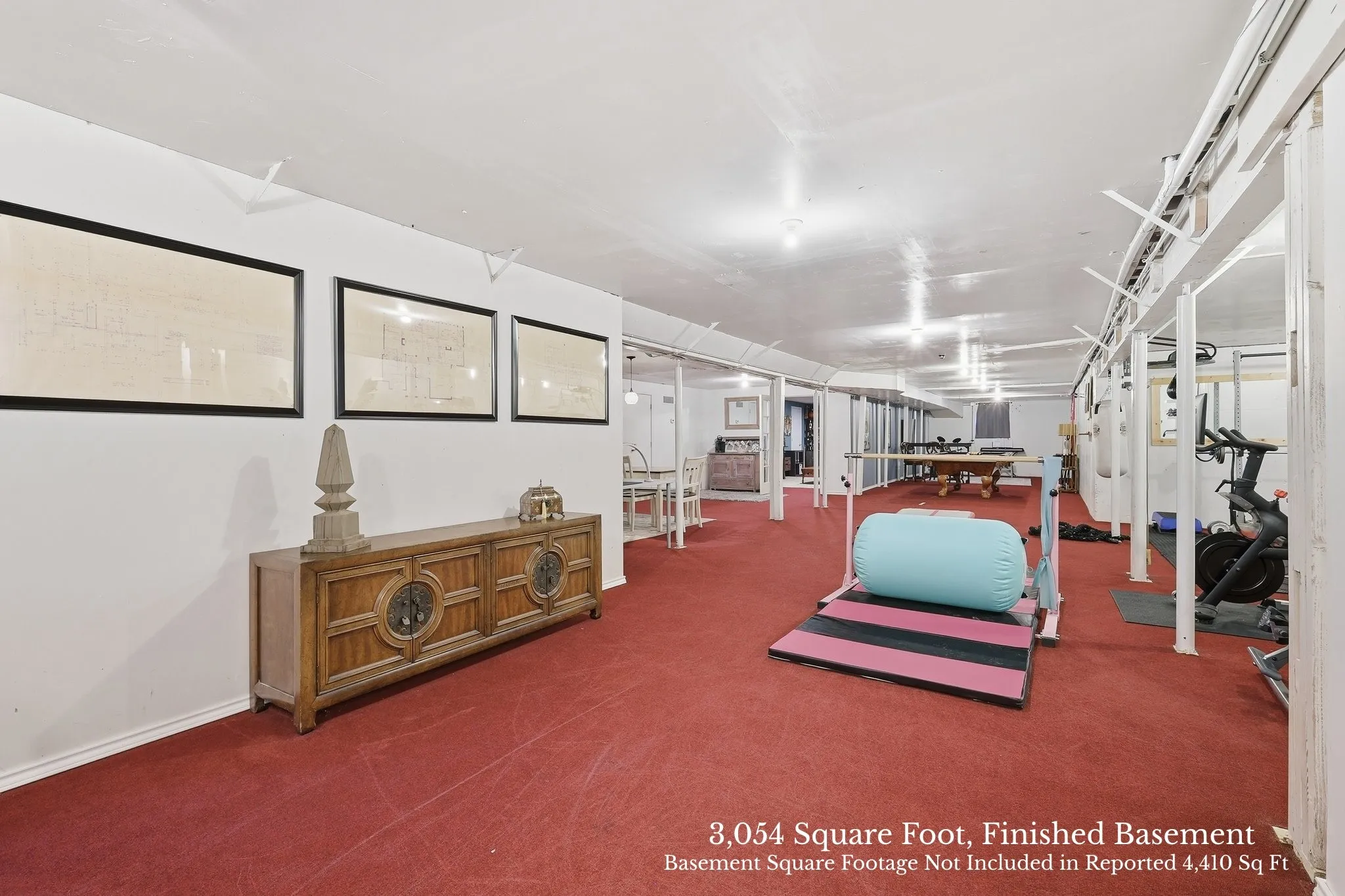 Expansive 3,054 square foot, livable basement with two rooms and several nooks.