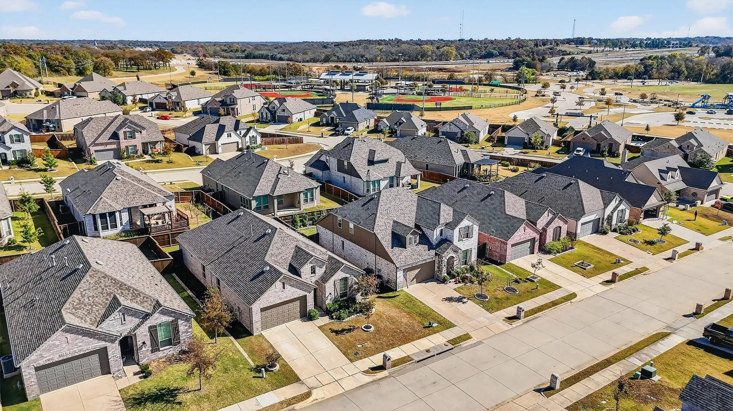 Aerial view of residential area