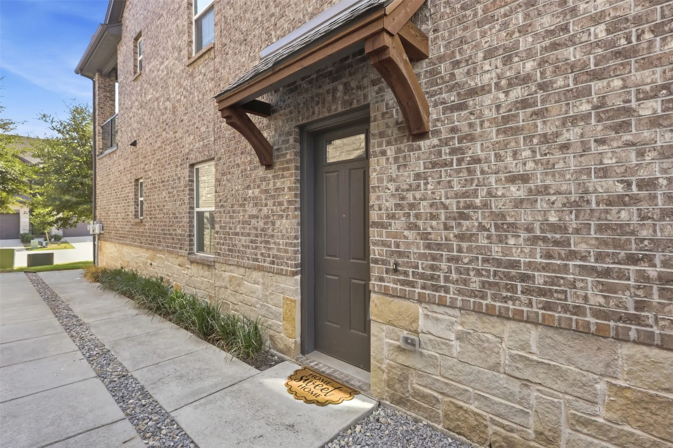 Brick exterior with a stone foundation
