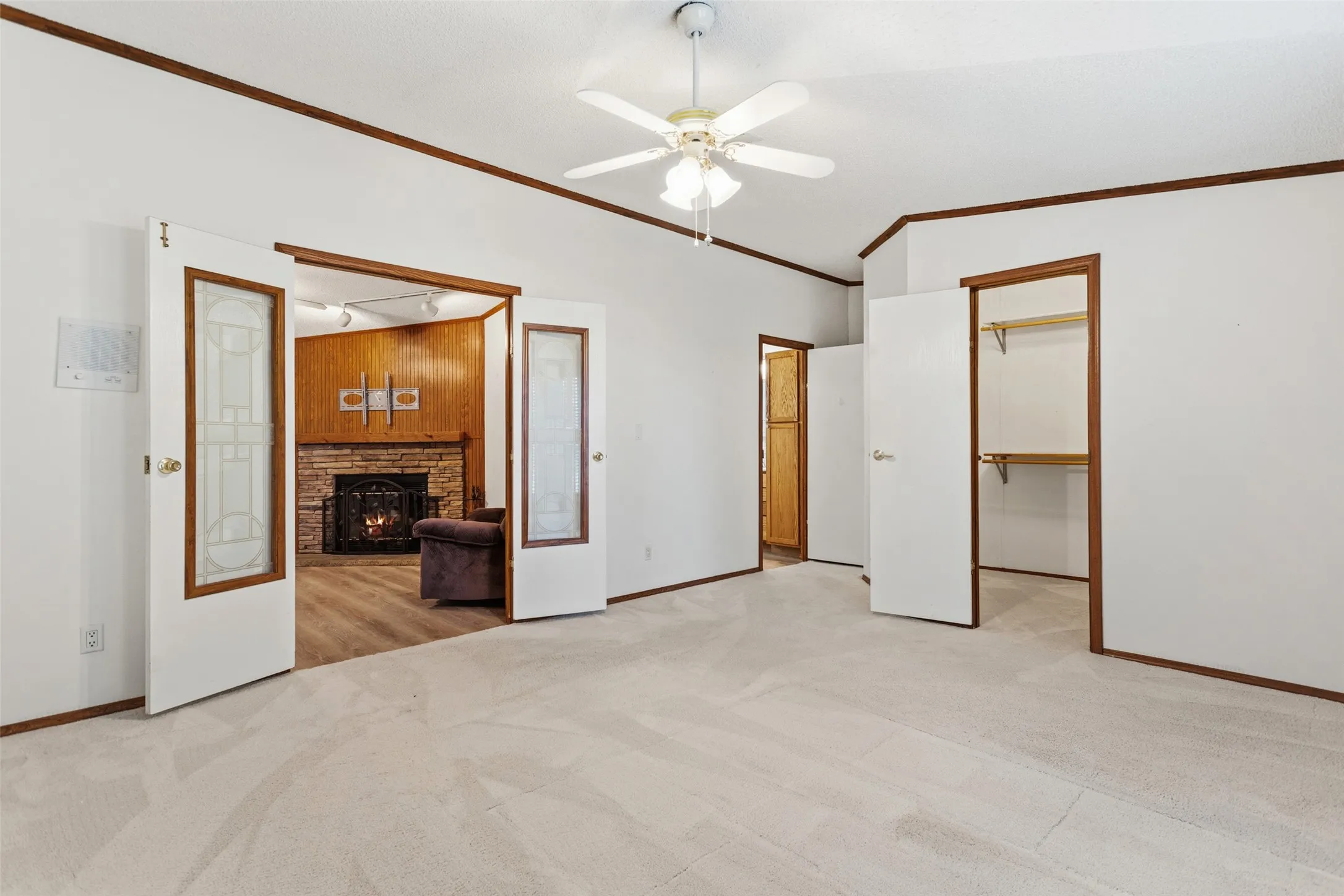 Bedroom off Private Den with Fireplace