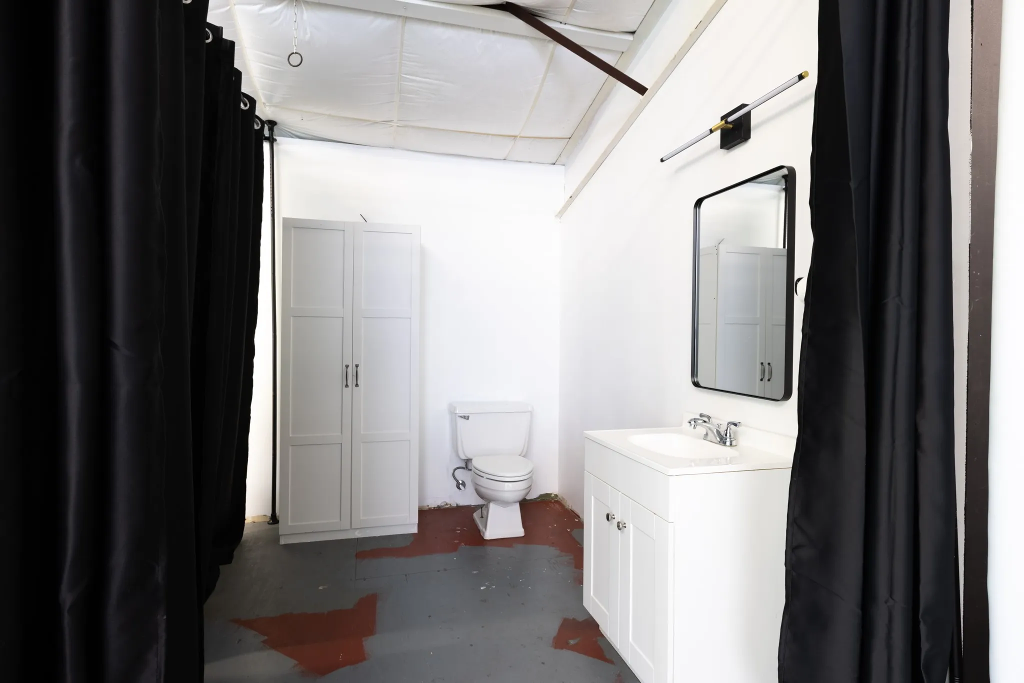 Half bath in 2500 sq ft upstairs area of main house.