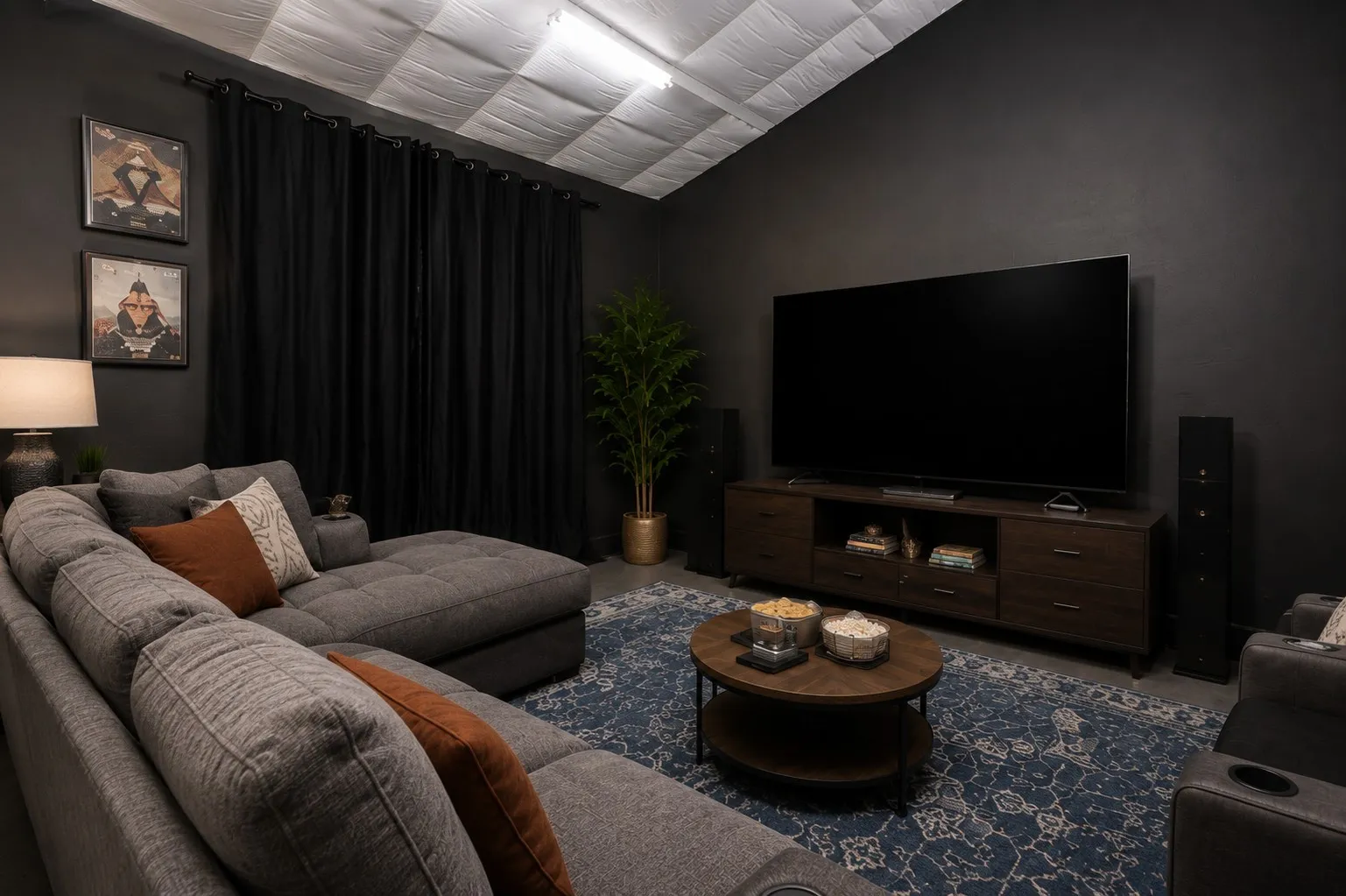 Virtually Staged Upstairs Media Room