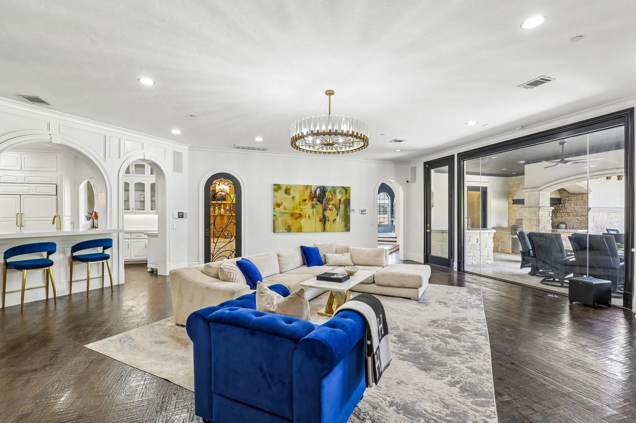 Spacious Living Room with Fireplace