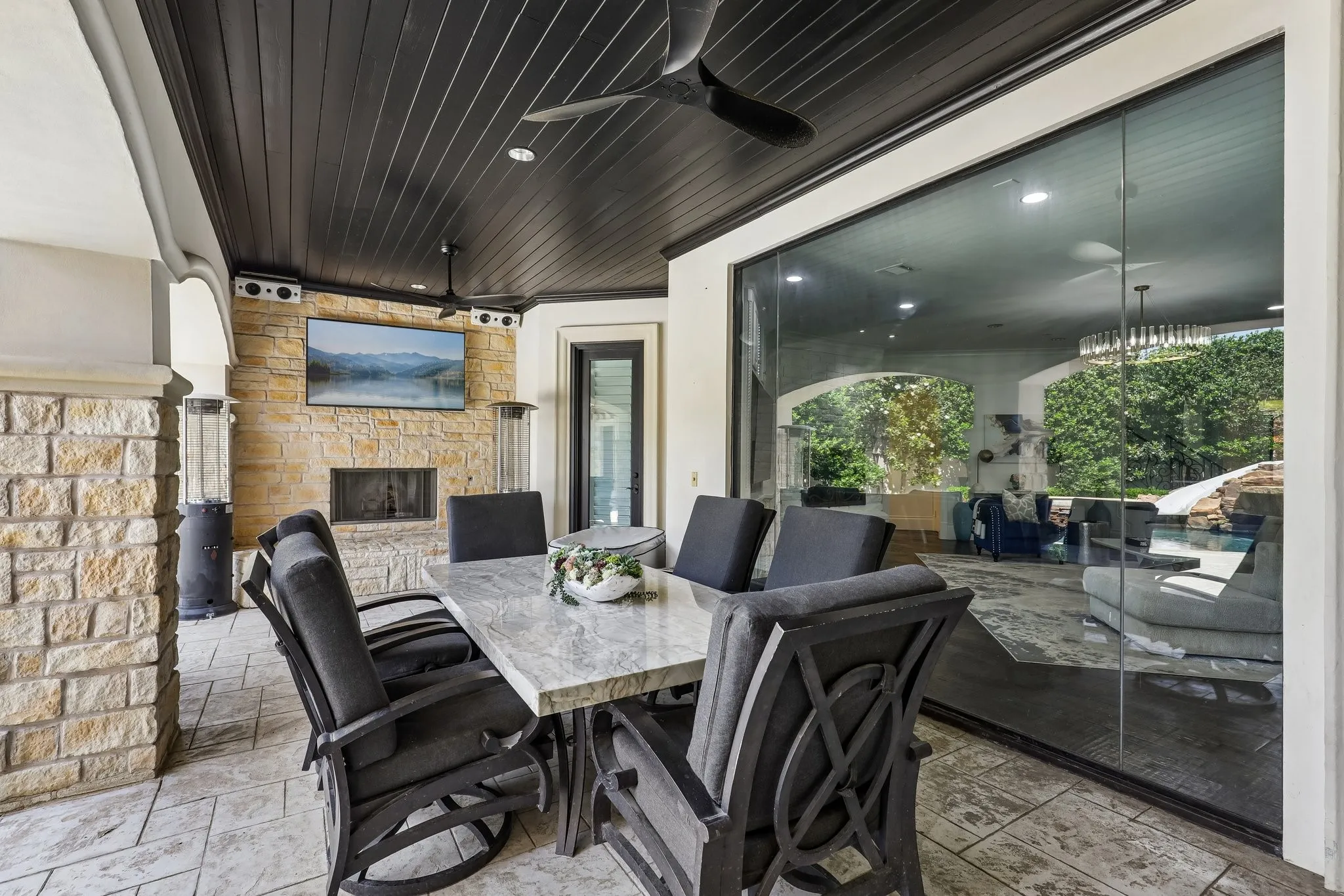 Back Patio with Outdoor Kitchen and Entertainment Area