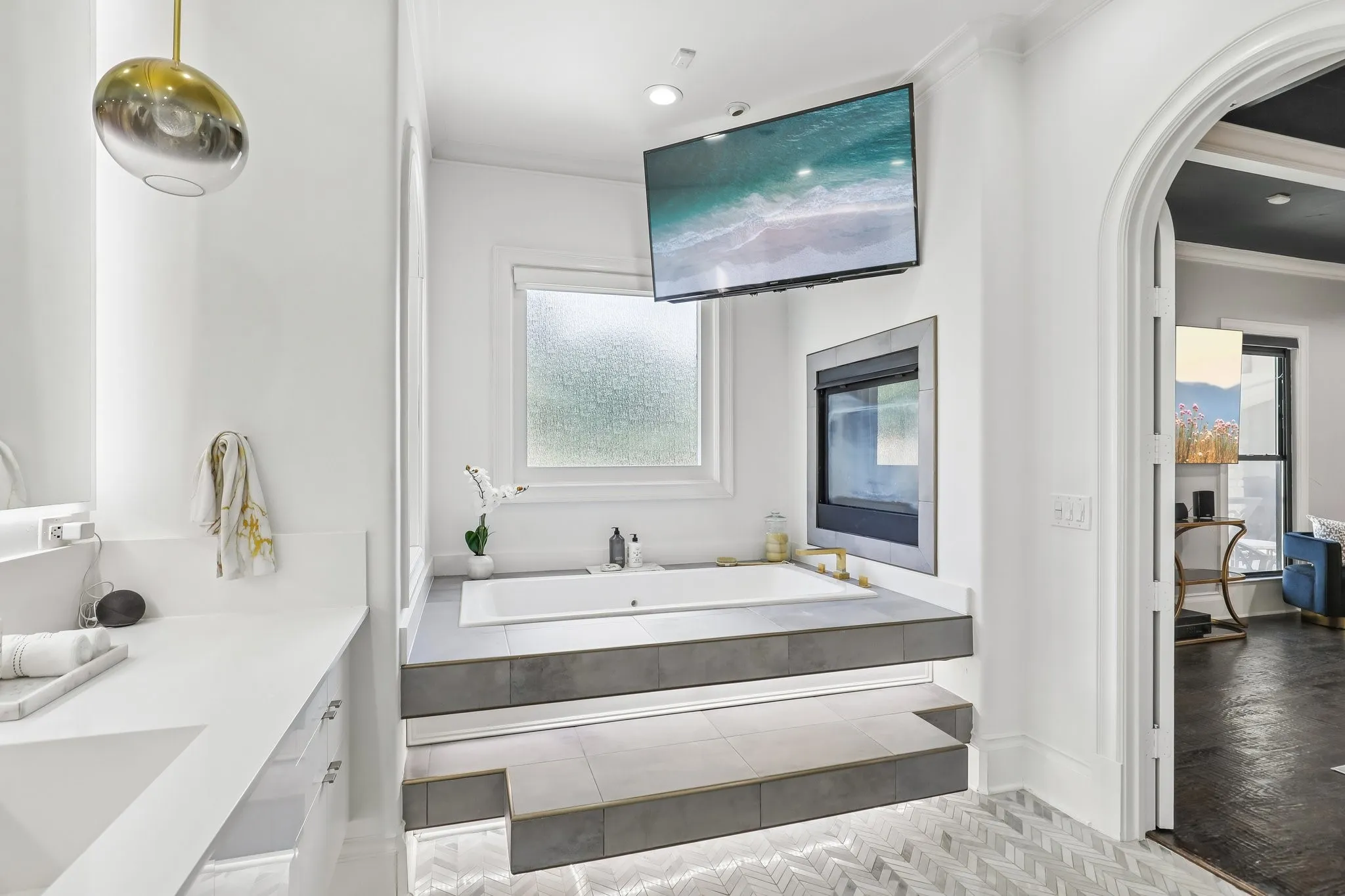 Primary Bath with Fireplace