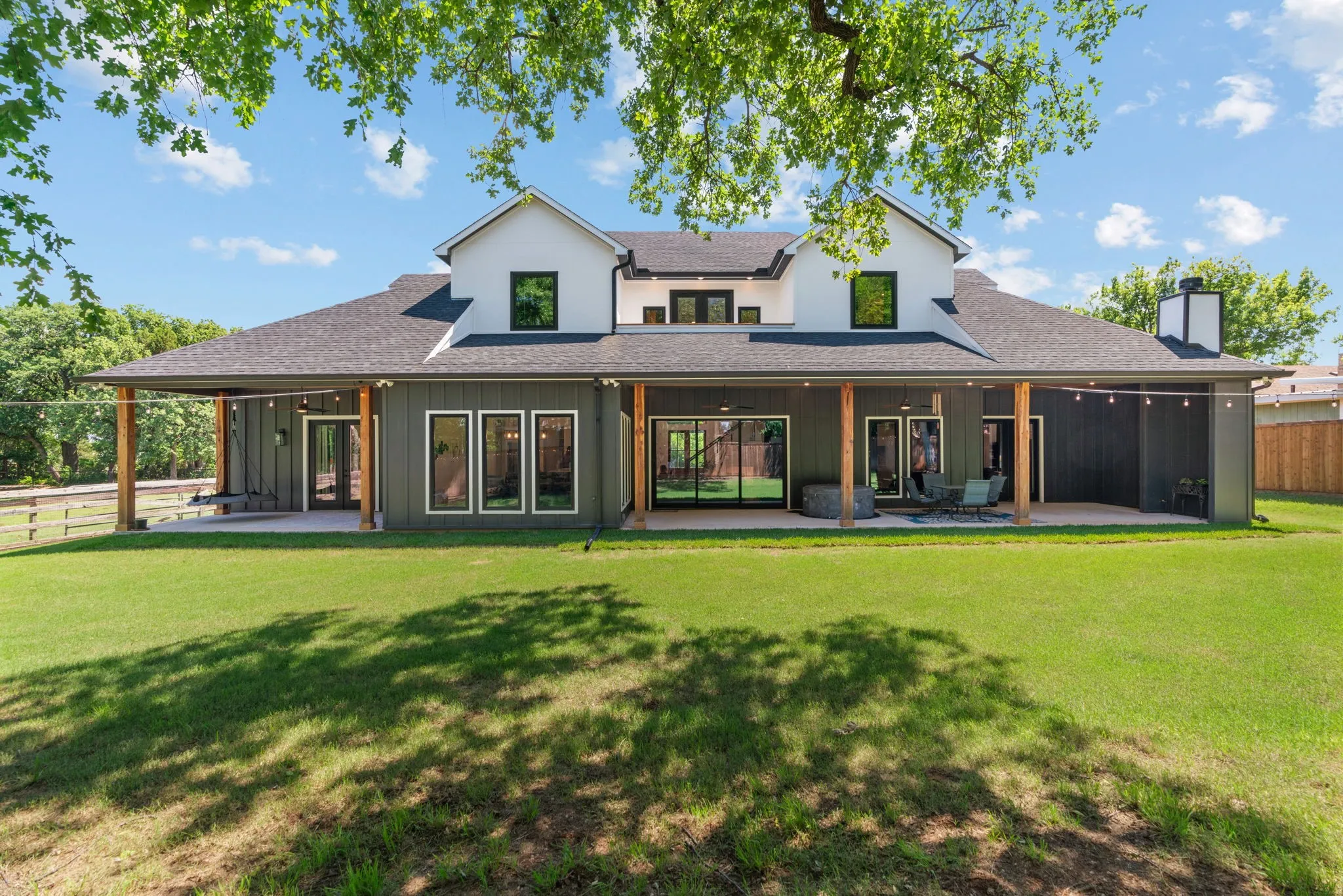 Expansive backyard with a manicured lawn