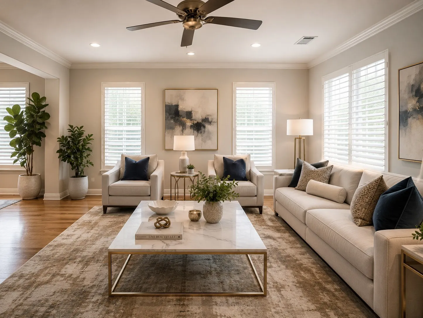 [Virtually Staged] Sample Living Room with Natural Sunlights