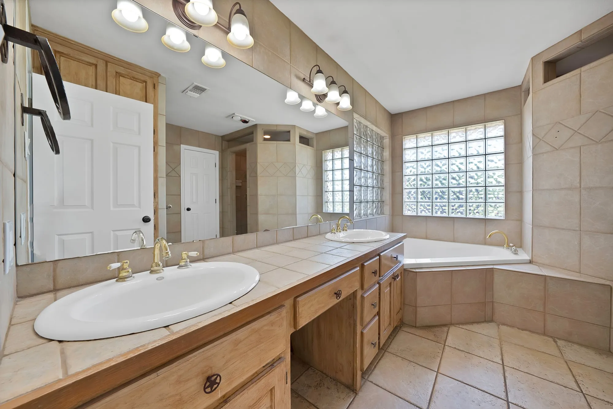 Primary bathroom with double sinks