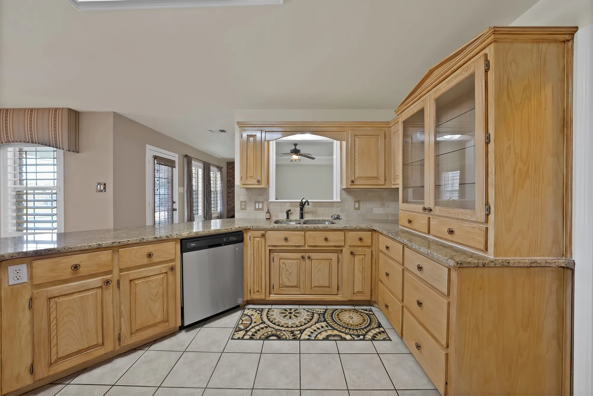 Open to dining, living room