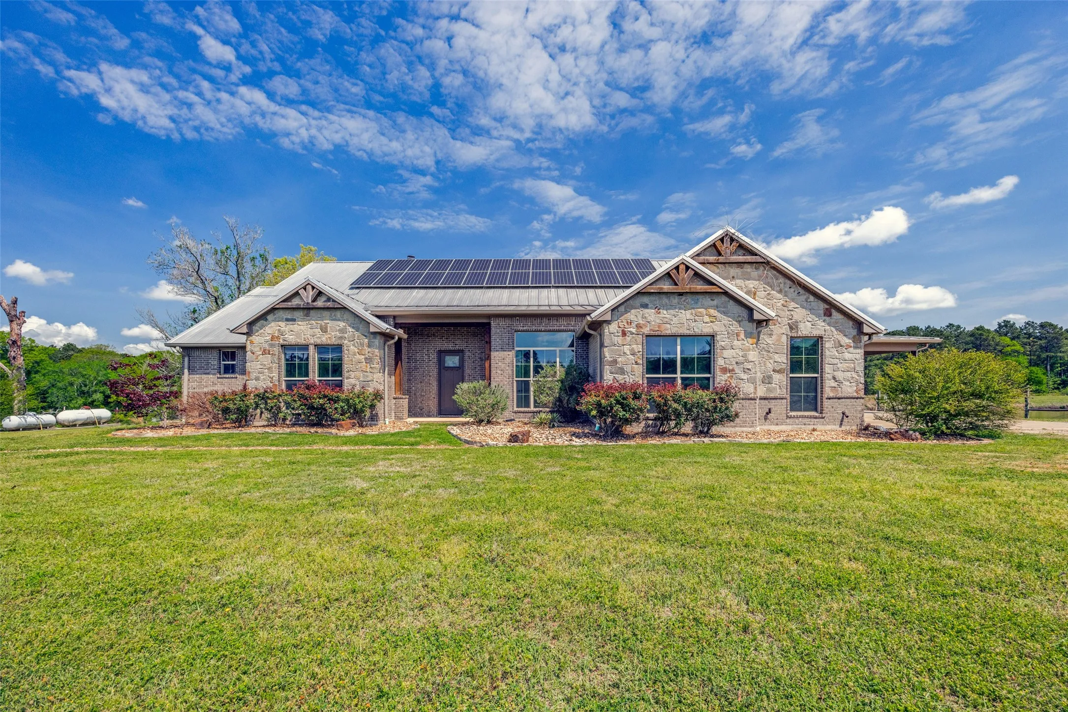 Front of home with solar panels