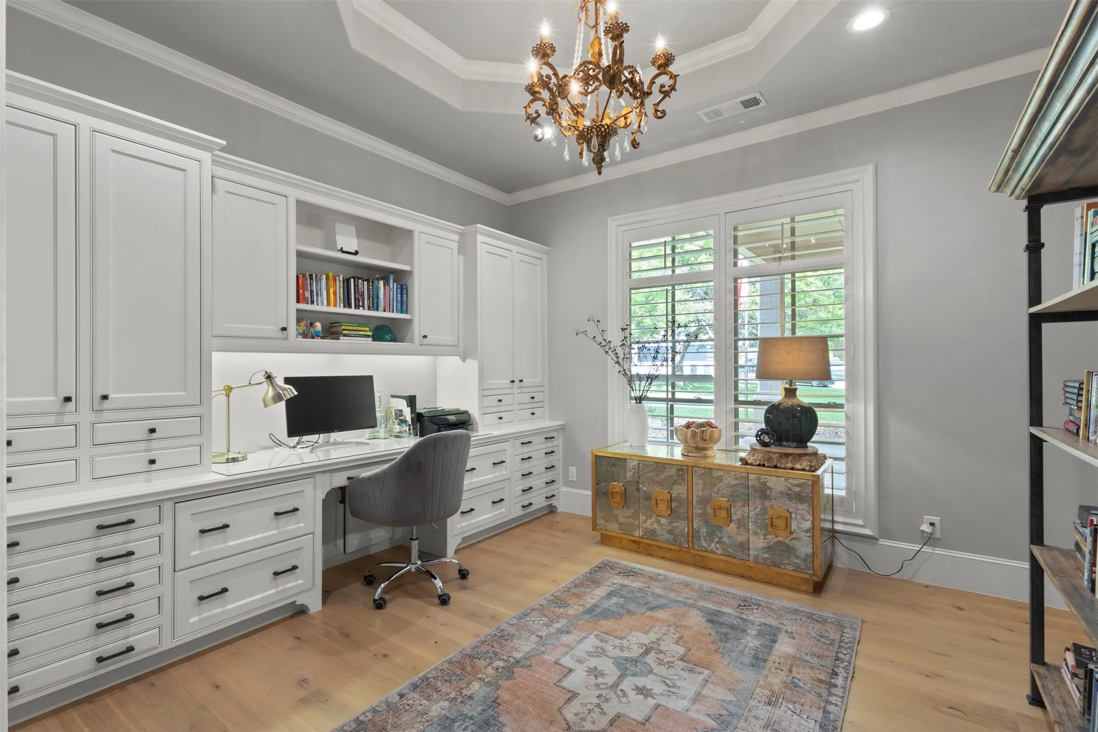 coffered ceiling and shutters