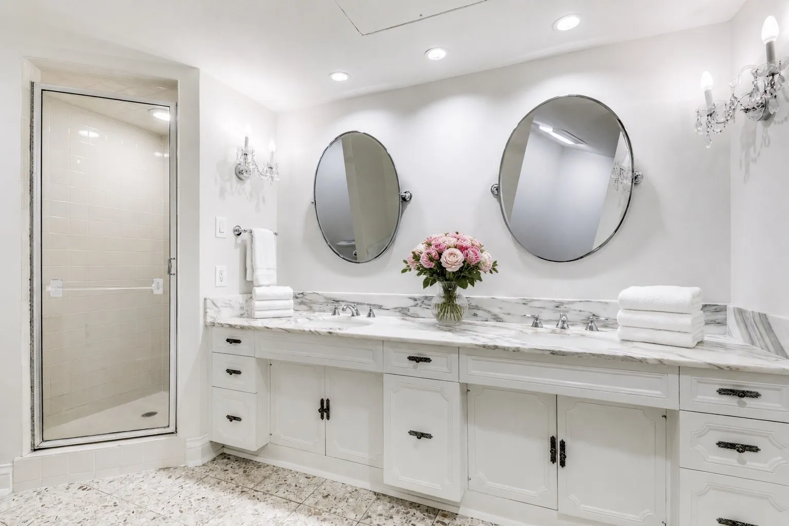 Primary bathroom complete with separate bathtub.