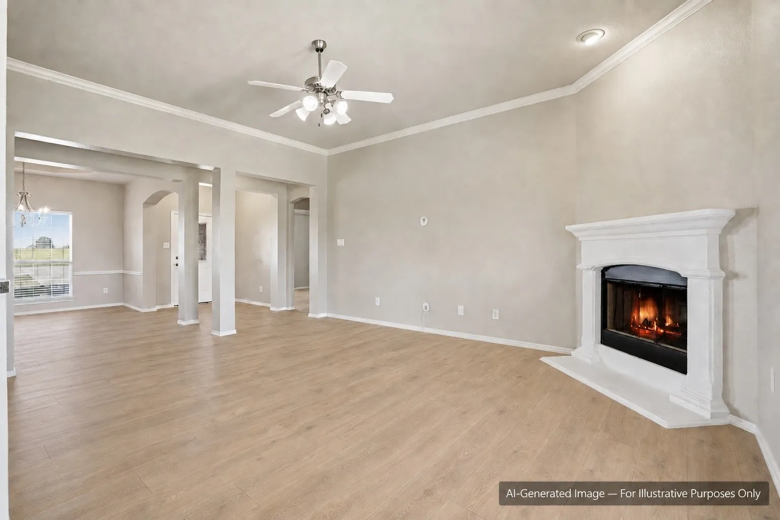 AI generated photo of what home could look like with wood flooring.