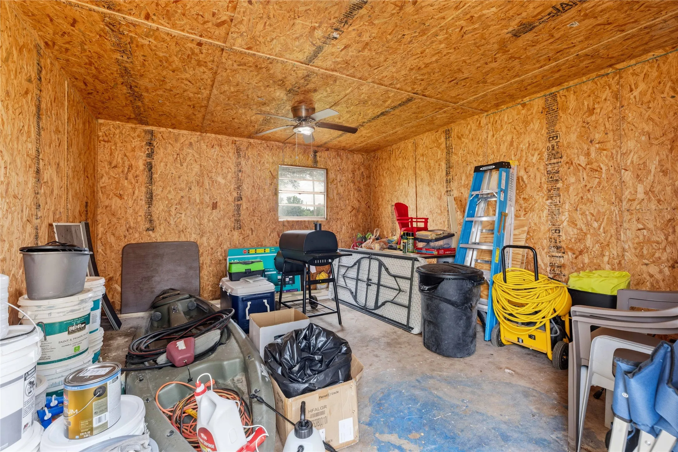 storage at the back of the garage.