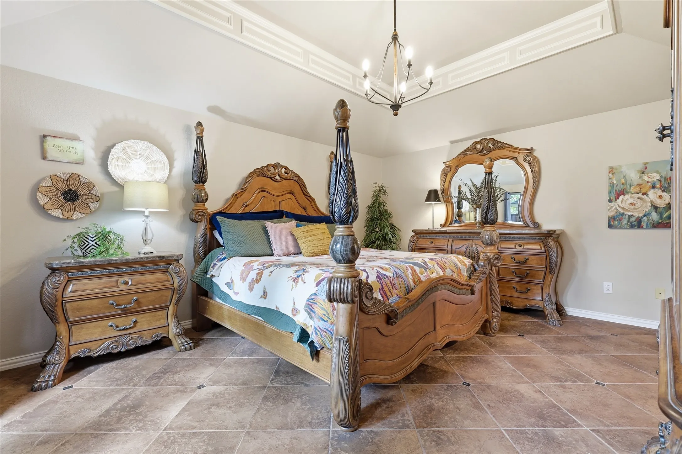 The primary retreat is lovely and has an en-suite spa-like bathroom with a walk-in closet.